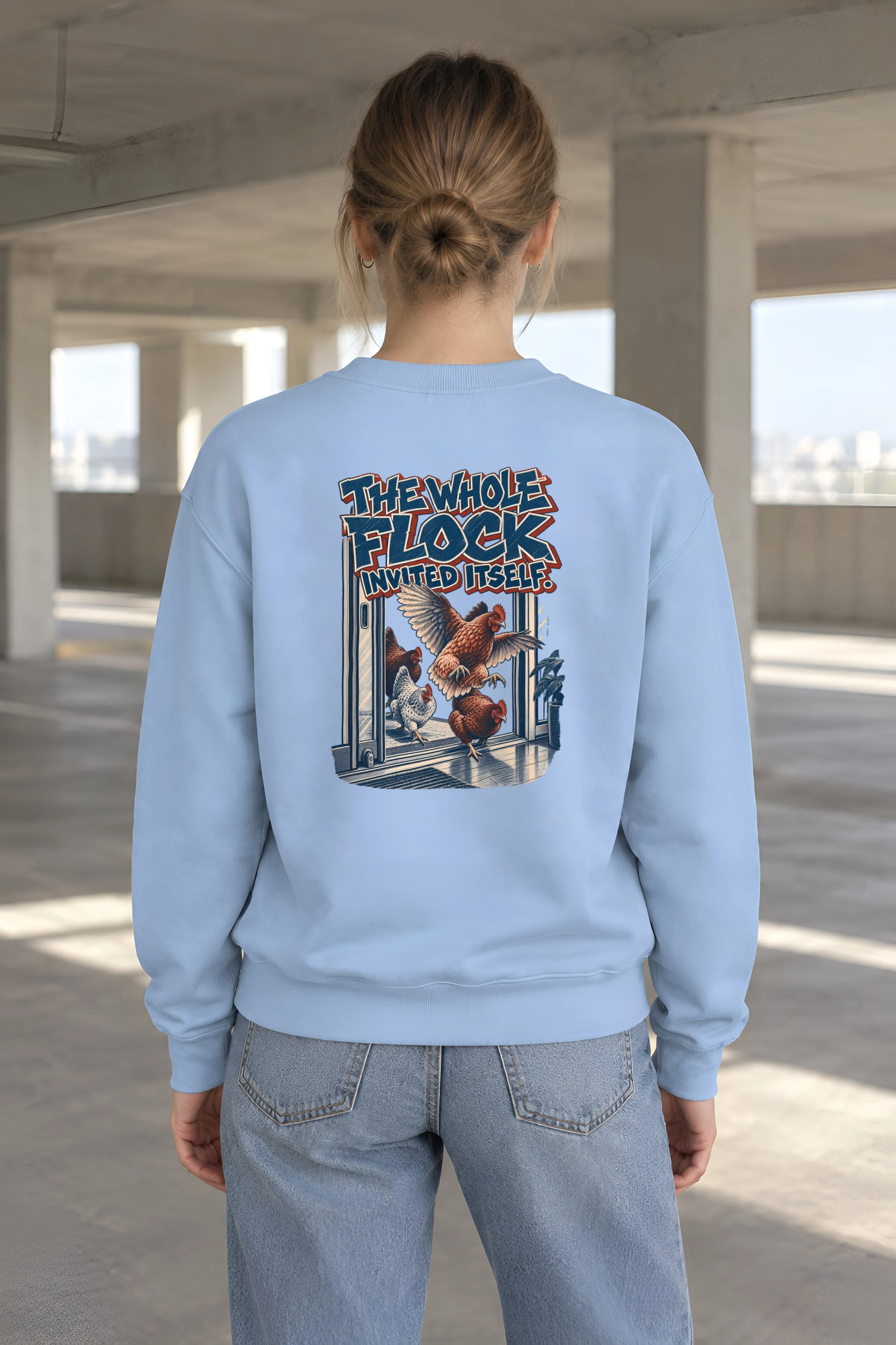 "The Whole Flock Invited Itself" Heavy Blend Unisex Crewneck Sweatshirt