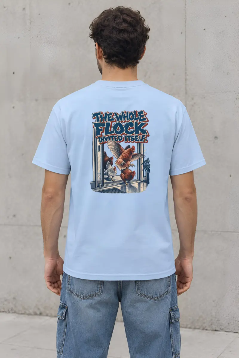 “The Whole Flock Invited Itself” Heavyweight Unisex Crewneck T-shirt