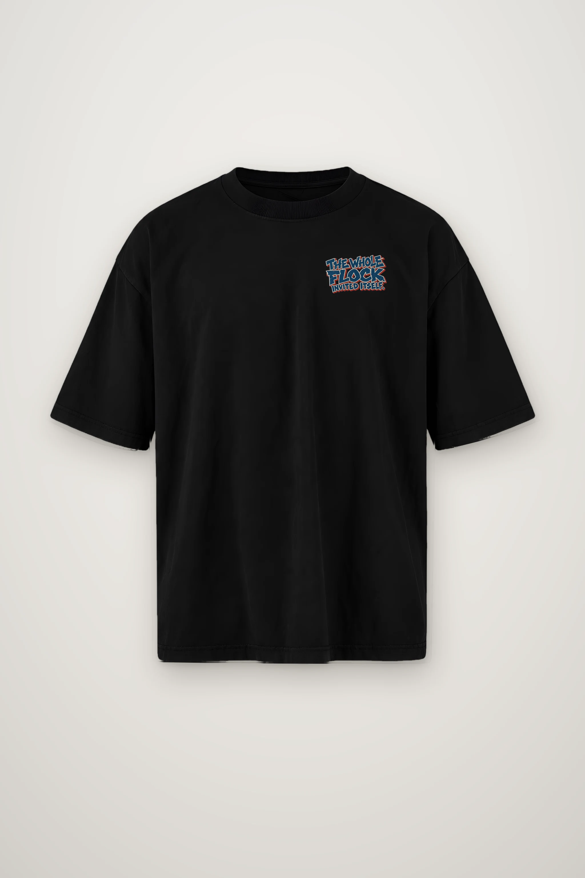 "The Whole Flock Invited Itself" Men's Oversized Heavyweight Crewneck T-Shirt
