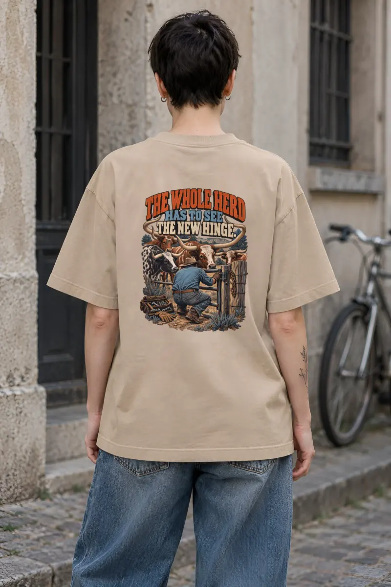 "The Whole Herd Has to See" Unisex Oversized Heavyweight Crewneck T-Shirt