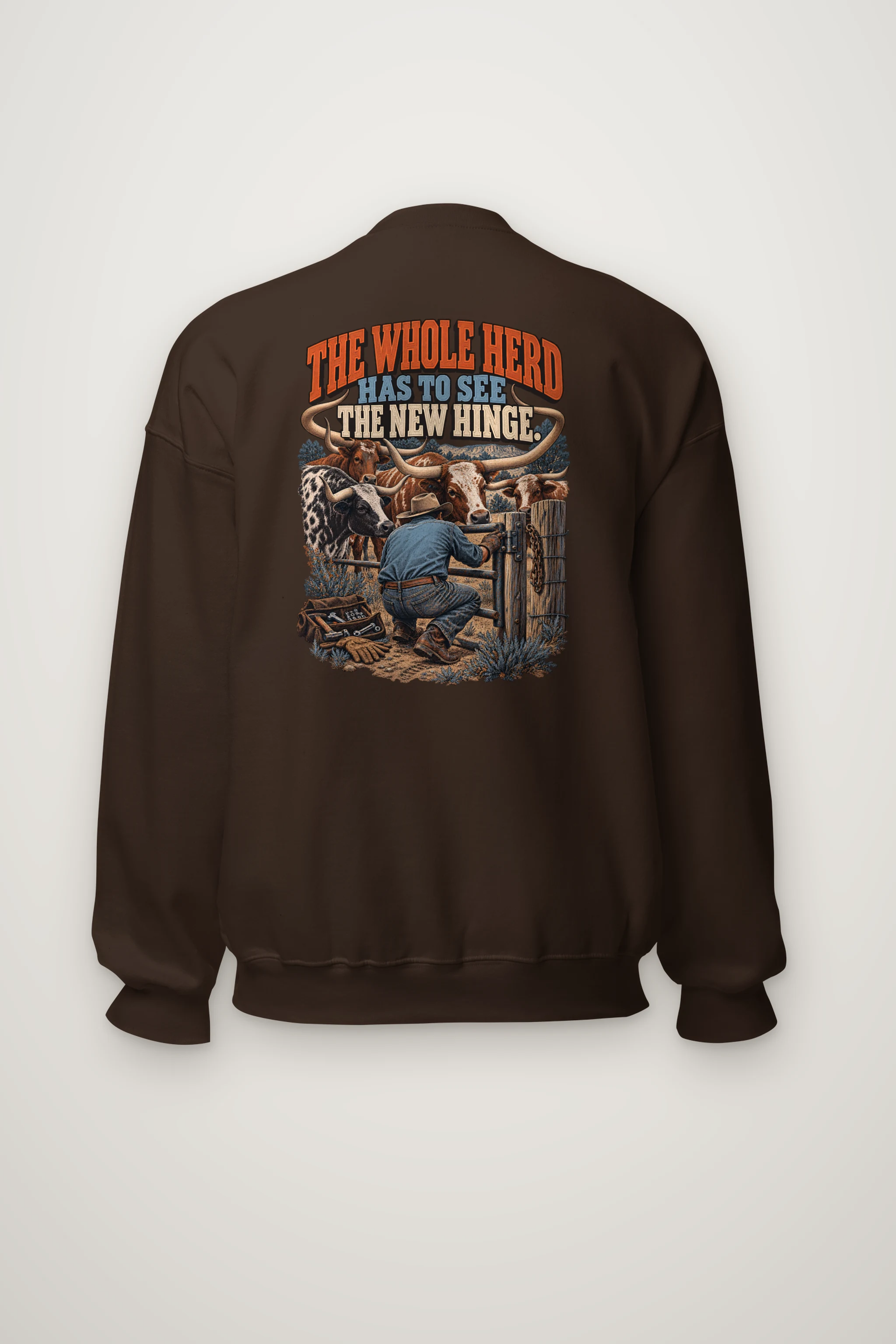 "The Whole Herd Has to See the New Hinge" Heavy Blend Unisex Crewneck Sweatshirt