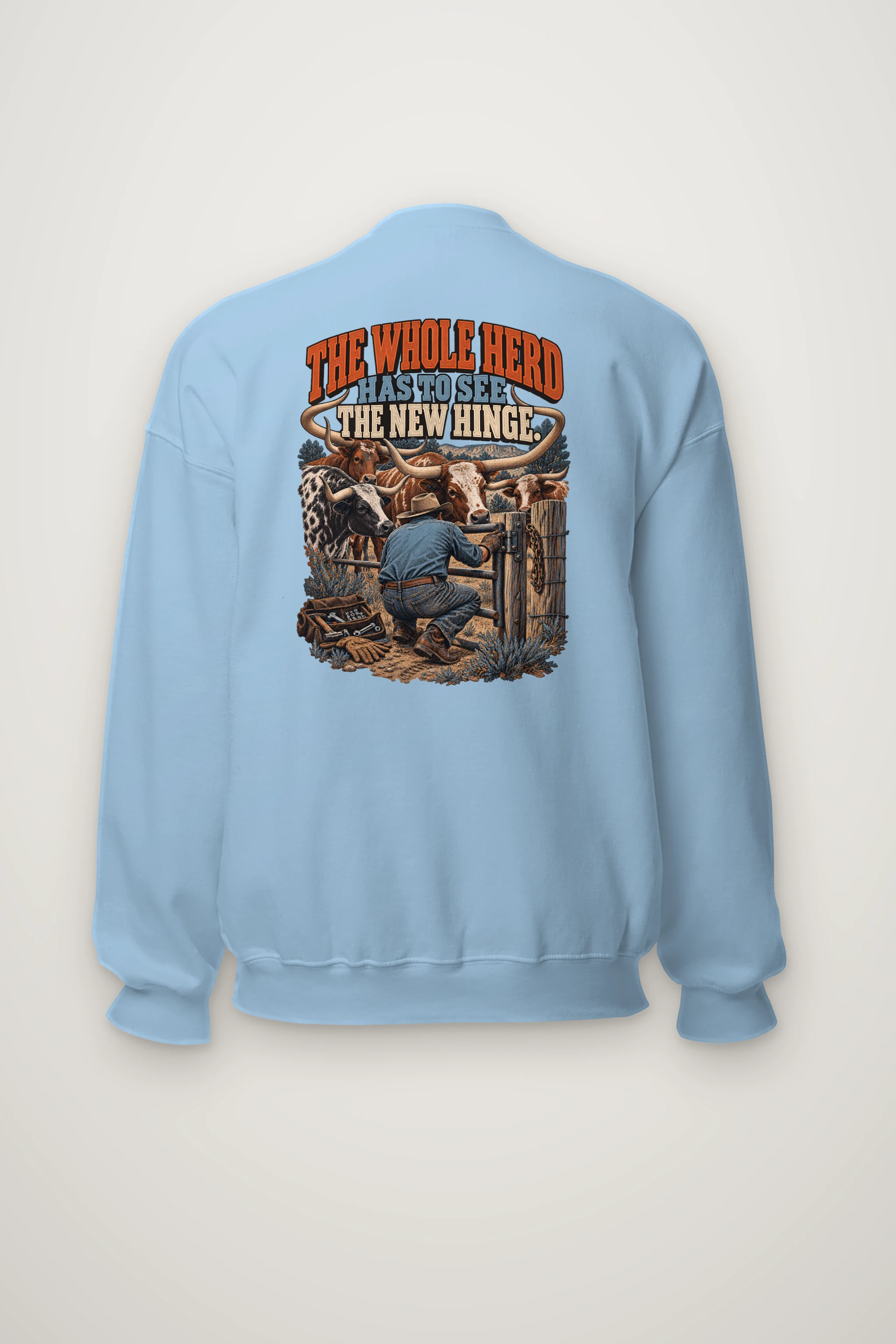 "The Whole Herd Has to See the New Hinge" Heavy Blend Unisex Crewneck Sweatshirt