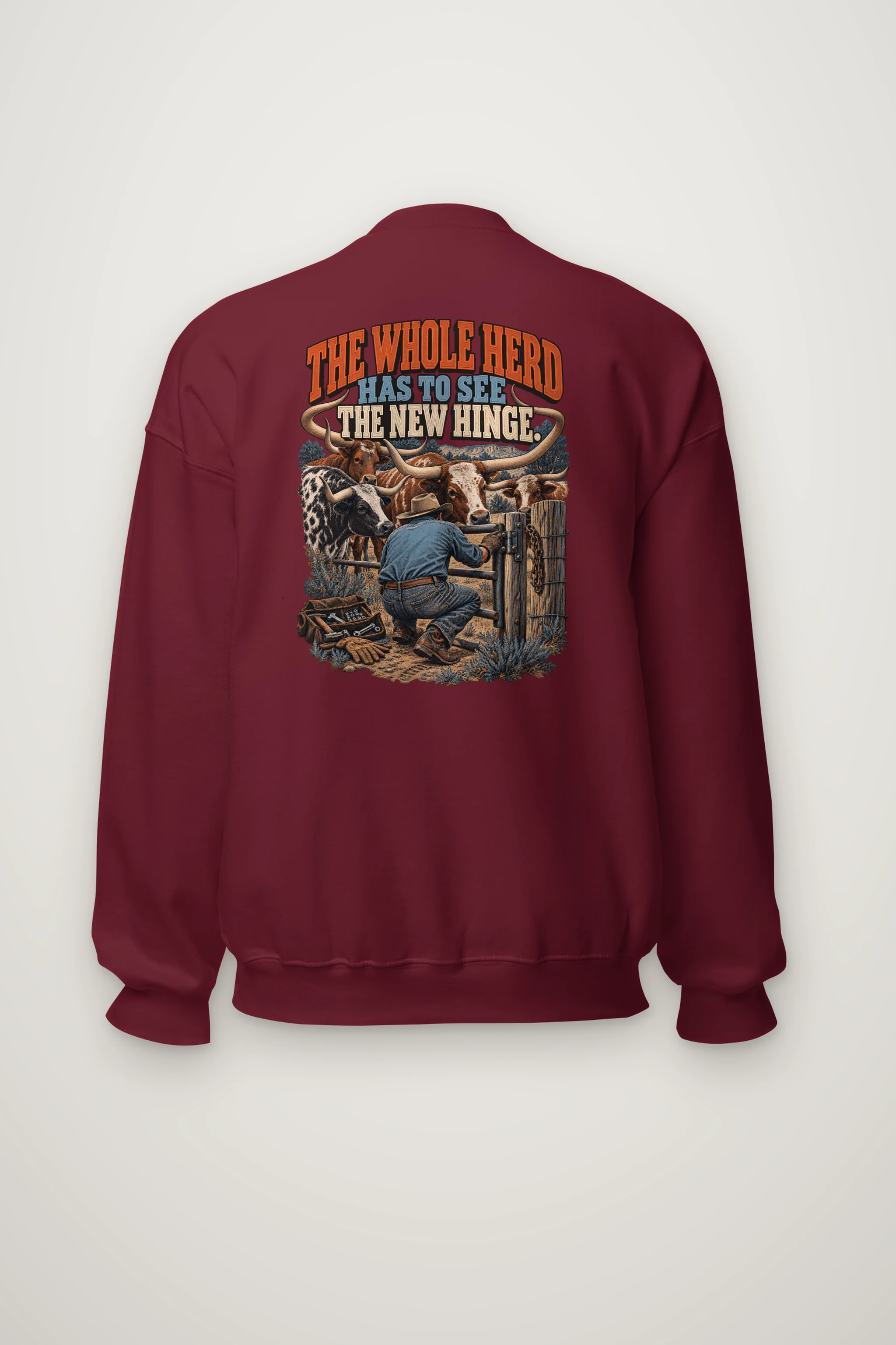 "The Whole Herd Has to See the New Hinge" Heavy Blend Unisex Crewneck Sweatshirt
