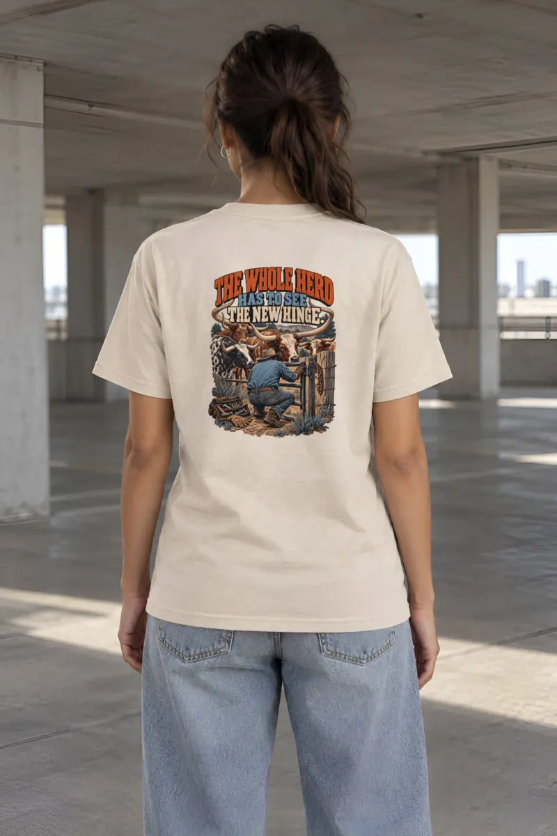 “The Whole Herd Has to See the New Hinge” Heavyweight Unisex Crewneck T-shirt