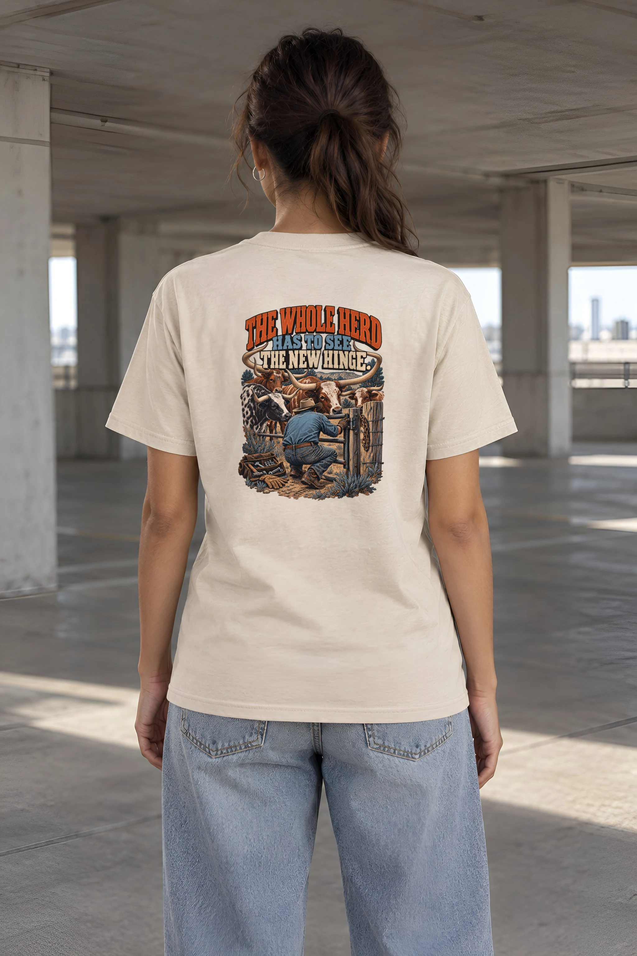 "The Whole Herd Has to See the New Hinge" Heavyweight Unisex Crewneck T-shirt