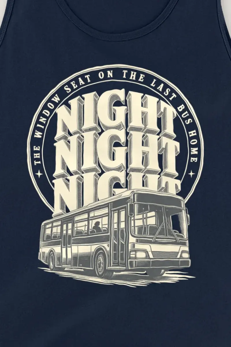 "The Window Seat on the Last Bus Home" Unisex Jersey Tank - the graphic up close