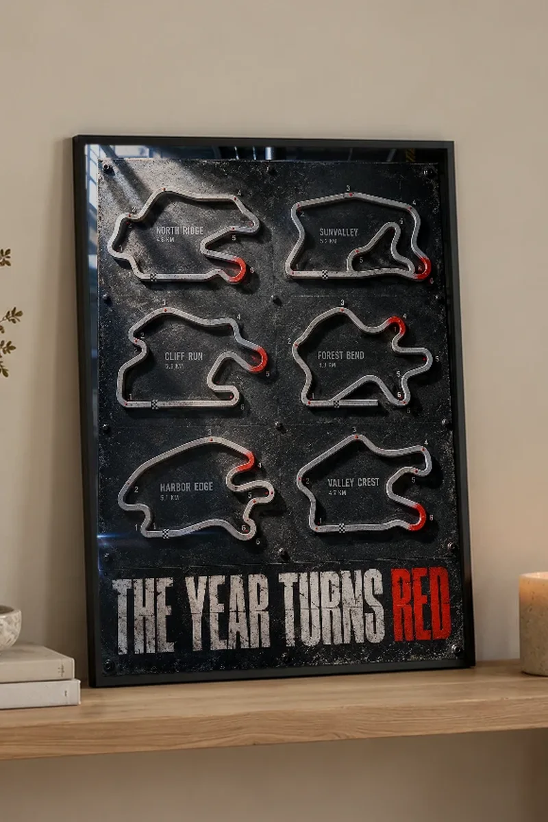 "The Year Turns Red" Premium Wooden Framed Poster - the graphic up close