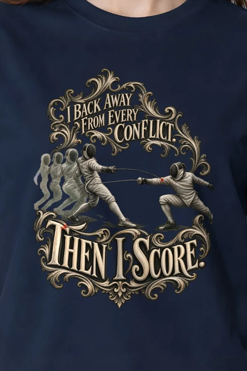 "Then I Score" Heavyweight Unisex Crewneck T-shirt - the graphic up close