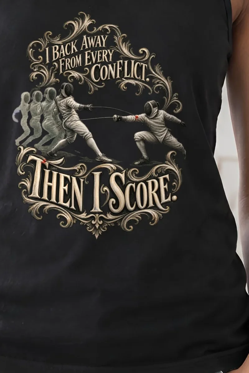 "Then I Score" Unisex Jersey Tank - the graphic up close