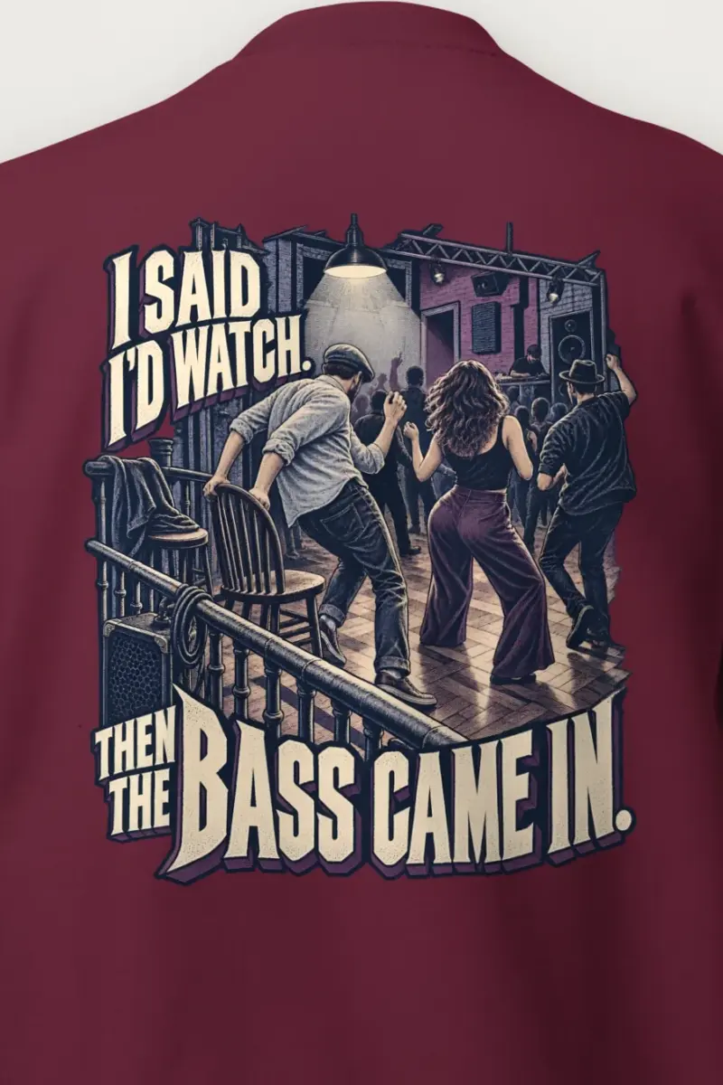 "Then the Bass Came In" Heavy Blend Unisex Crewneck Sweatshirt - the graphic up close