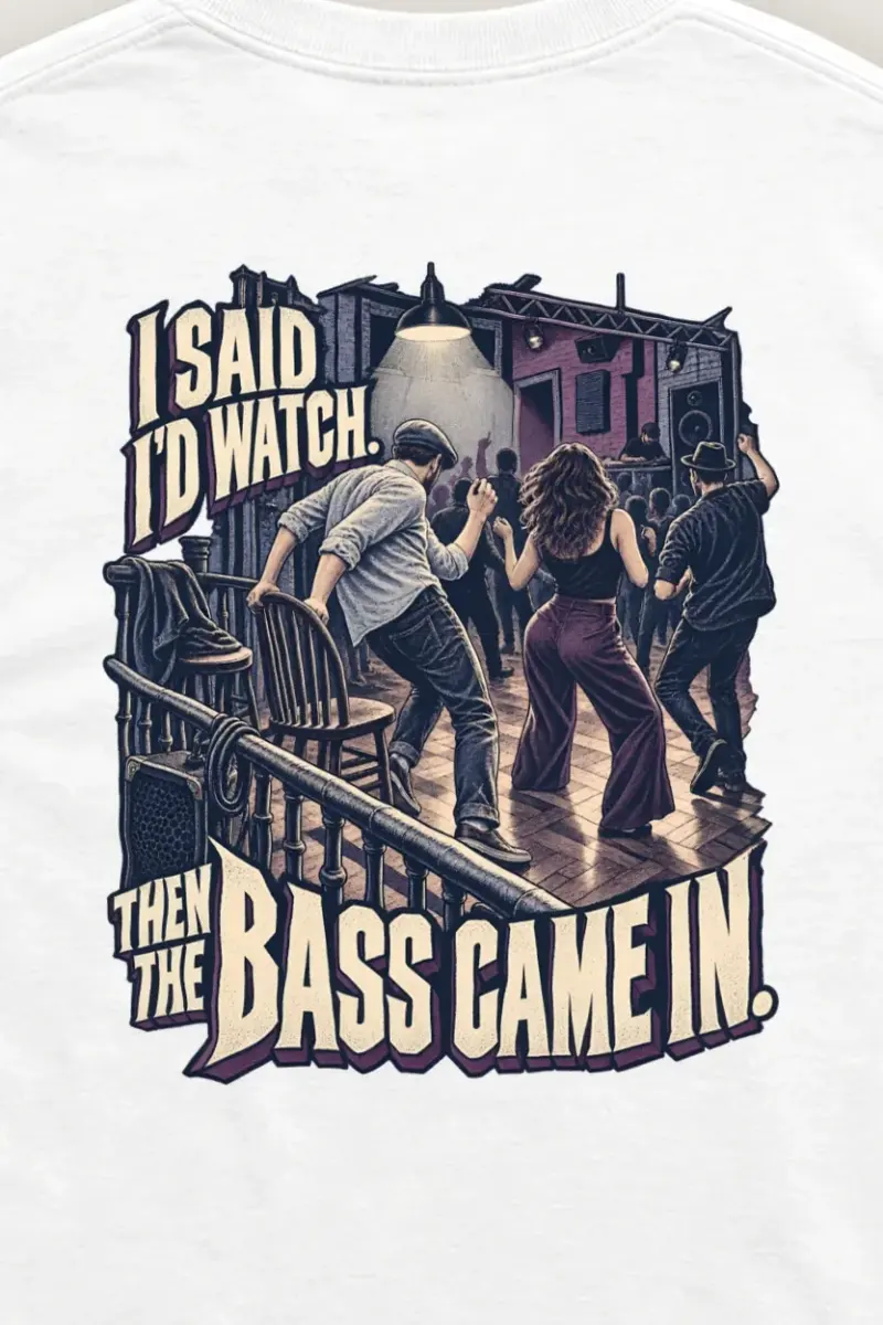 "Then the Bass Came In" Unisex Longsleeve T-shirt - the graphic up close