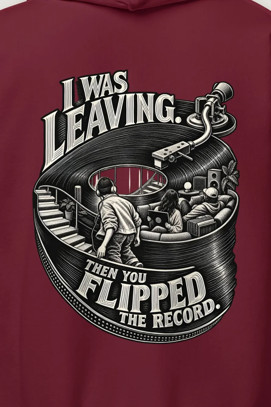 "Then You Flipped the Record" Heavy Blend Unisex Pullover Hoodie - the graphic up close