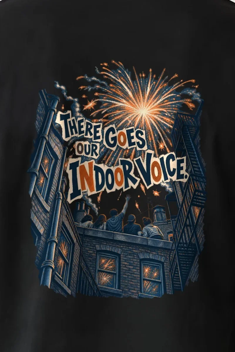 "There Goes Our Indoor Voice" Heavyweight Unisex Crewneck T-shirt - the graphic up close