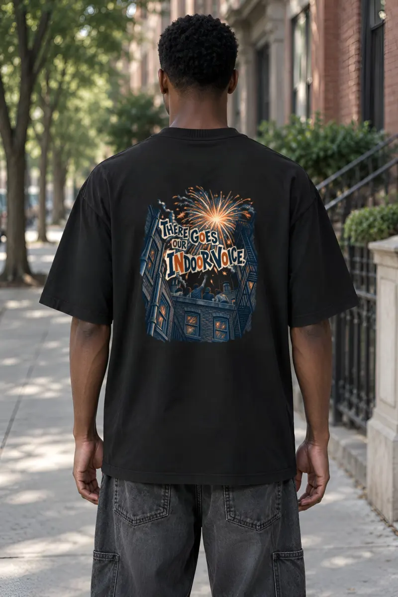 “There Goes Our Indoor Voice” Men’s Oversized Heavyweight Crewneck T-Shirt