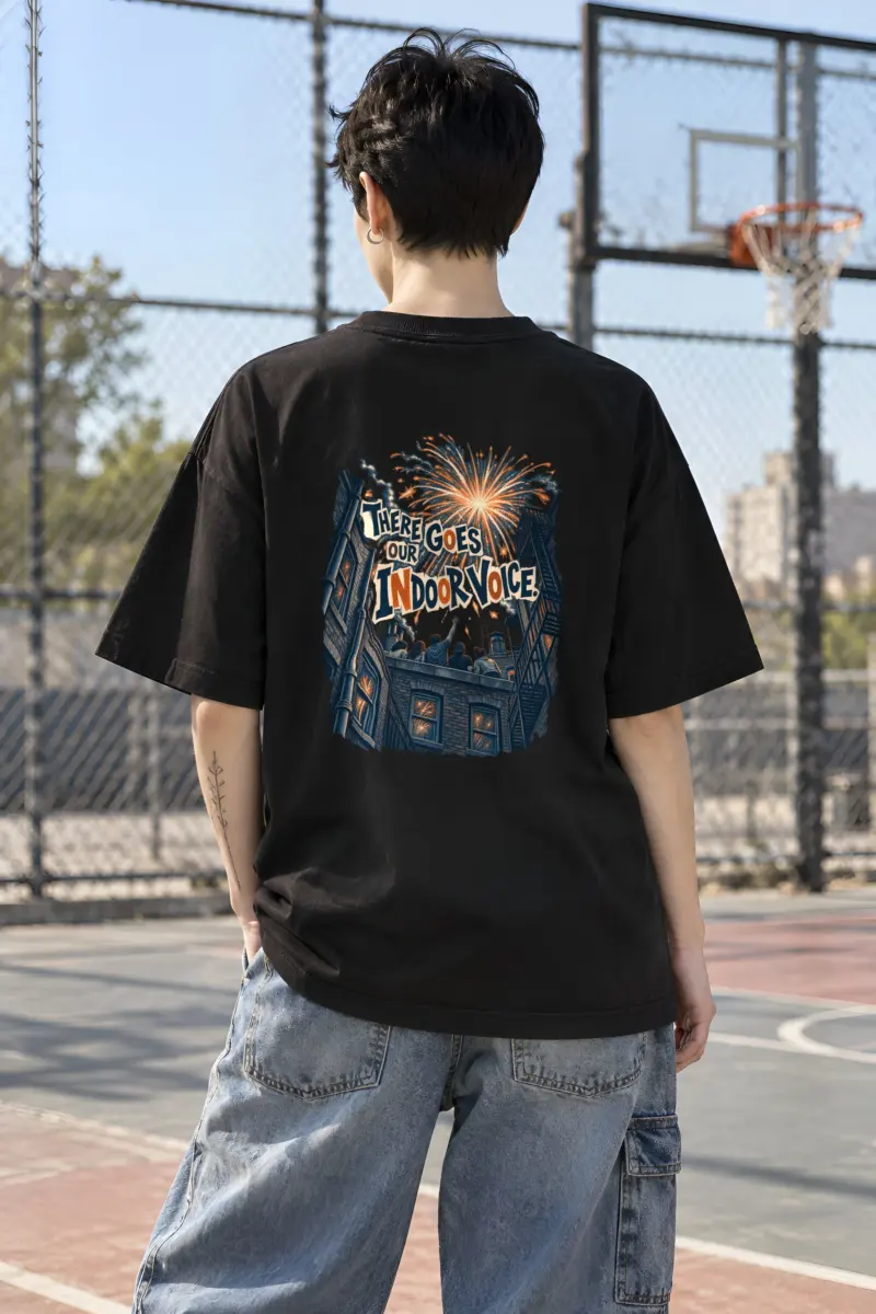 "There Goes Our Indoor Voice" Unisex Oversized Heavyweight Crewneck T-Shirt