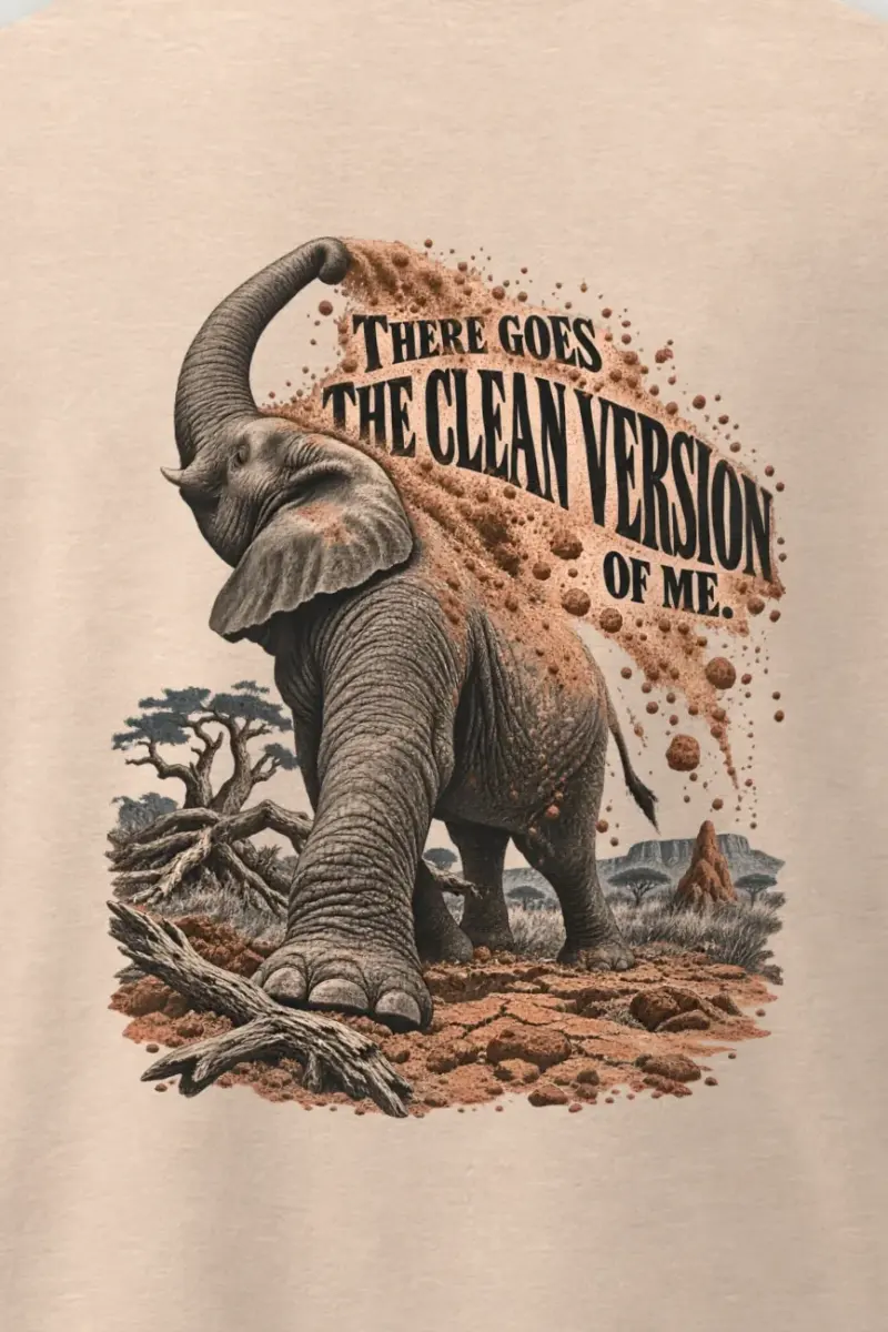 "There Goes The Clean Version" Men’s Oversized Heavyweight Crewneck T-Shirt - the graphic up close