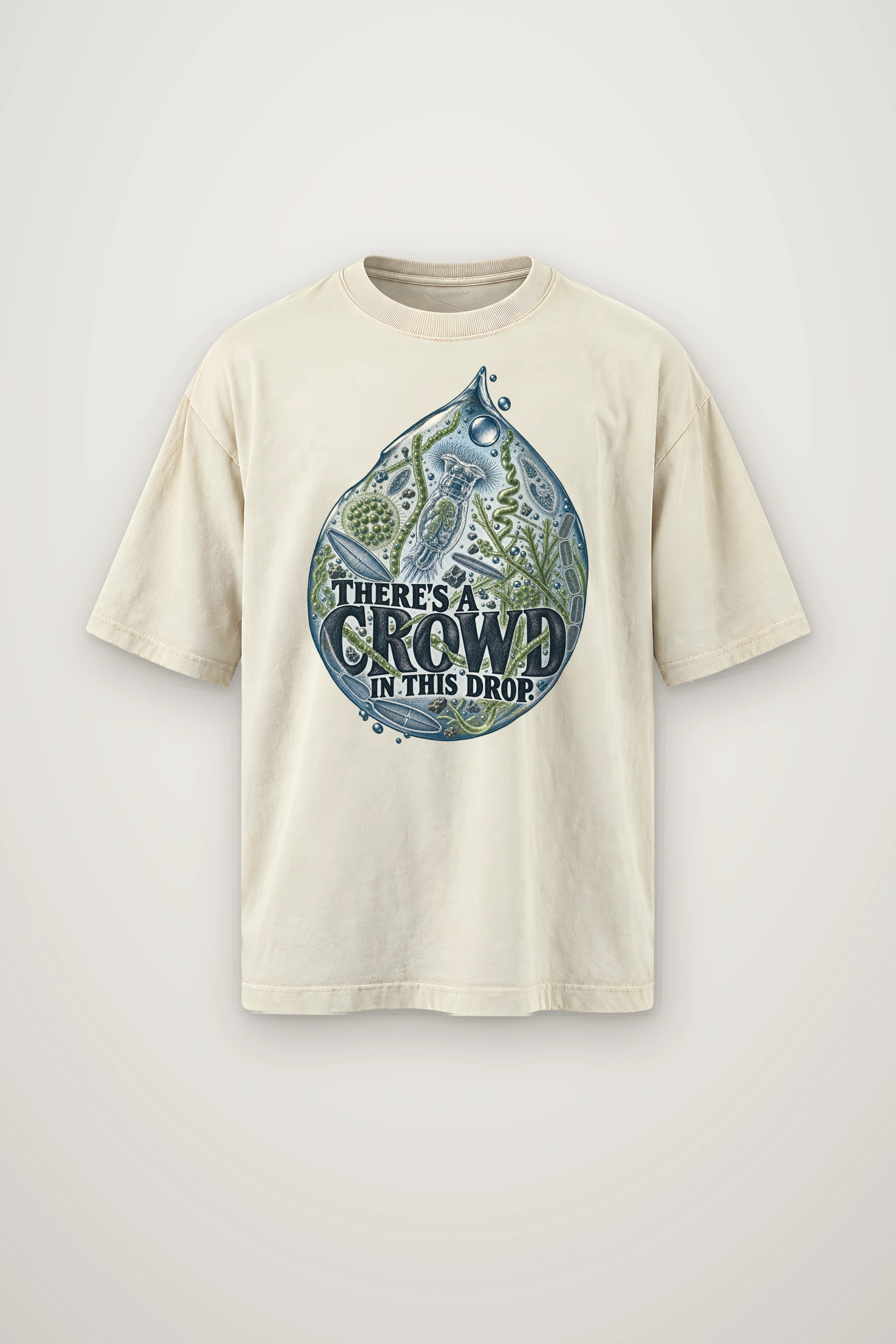 "There's a Crowd in This Drop" Men's Oversized Heavyweight Crewneck T-Shirt