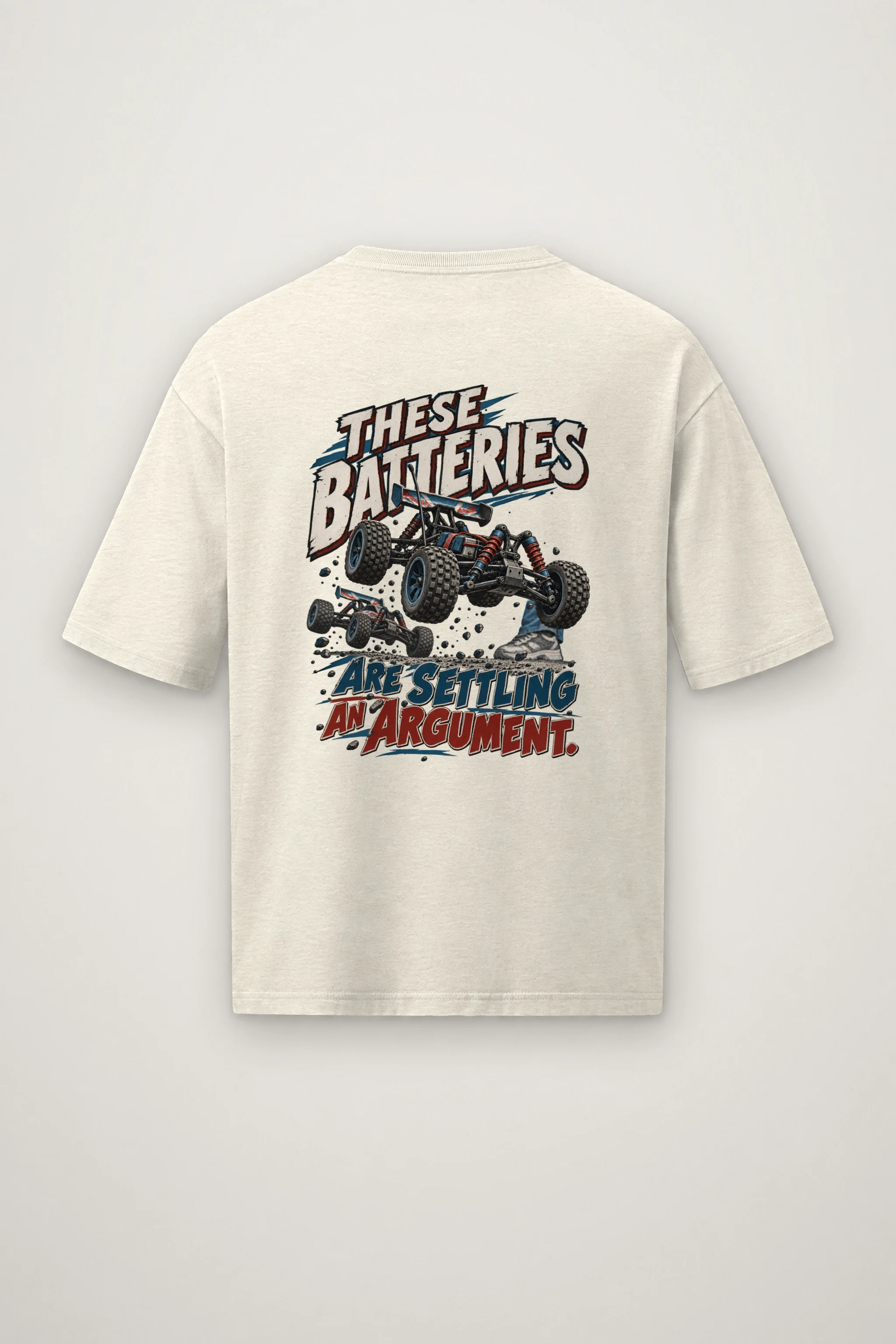 "These Batteries Are Settling an Argument" Men's Oversized Heavyweight Crewneck T-Shirt