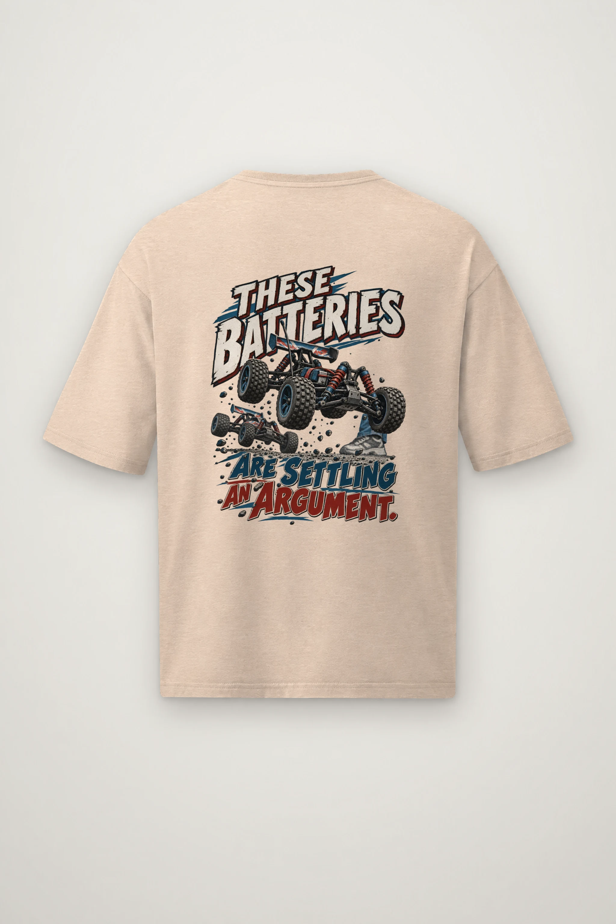 "These Batteries Are Settling an Argument" Men's Oversized Heavyweight Crewneck T-Shirt