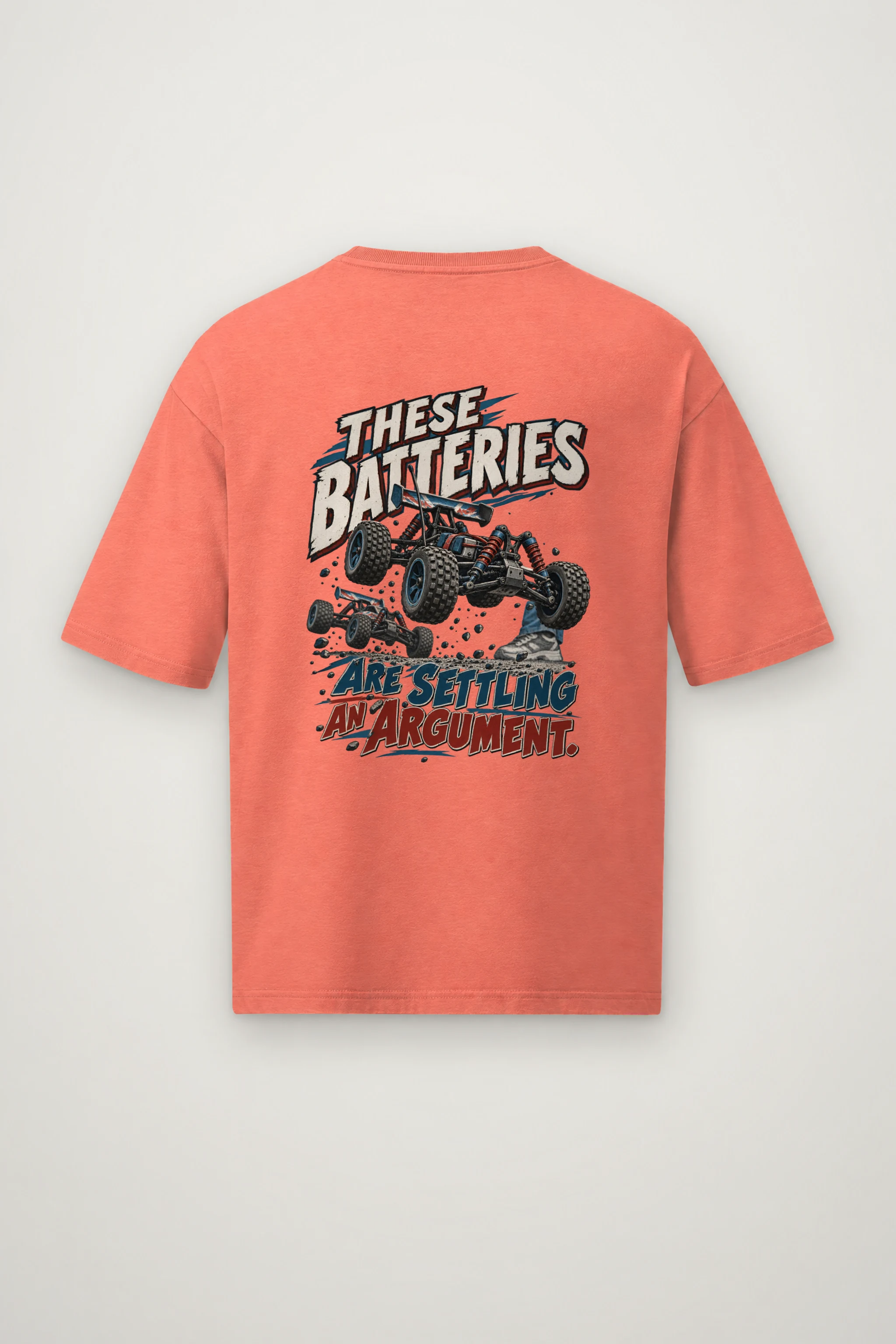 "These Batteries Are Settling an Argument" Men's Oversized Heavyweight Crewneck T-Shirt
