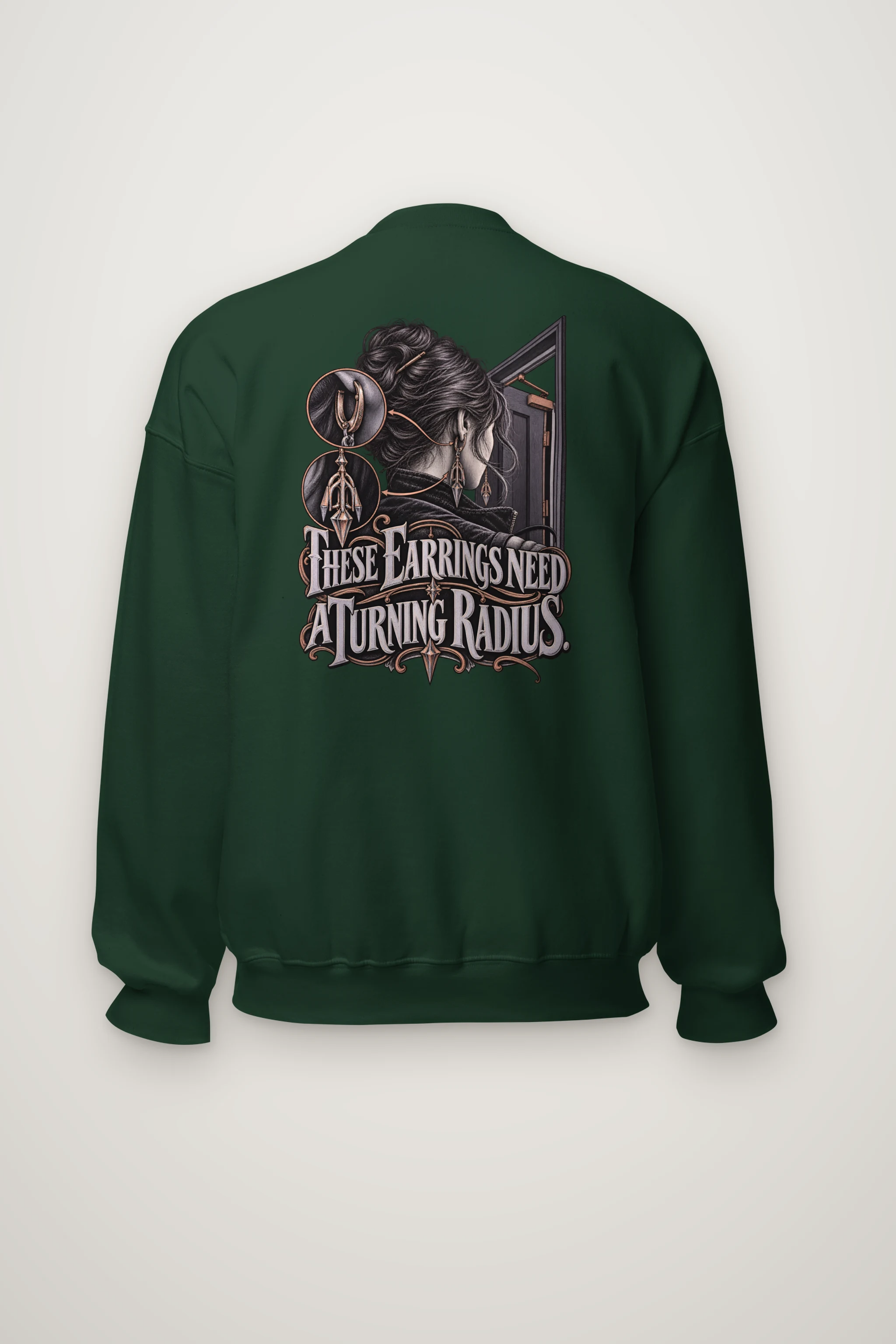 "These Earrings Need A Turning Radius" Heavy Blend Unisex Crewneck Sweatshirt