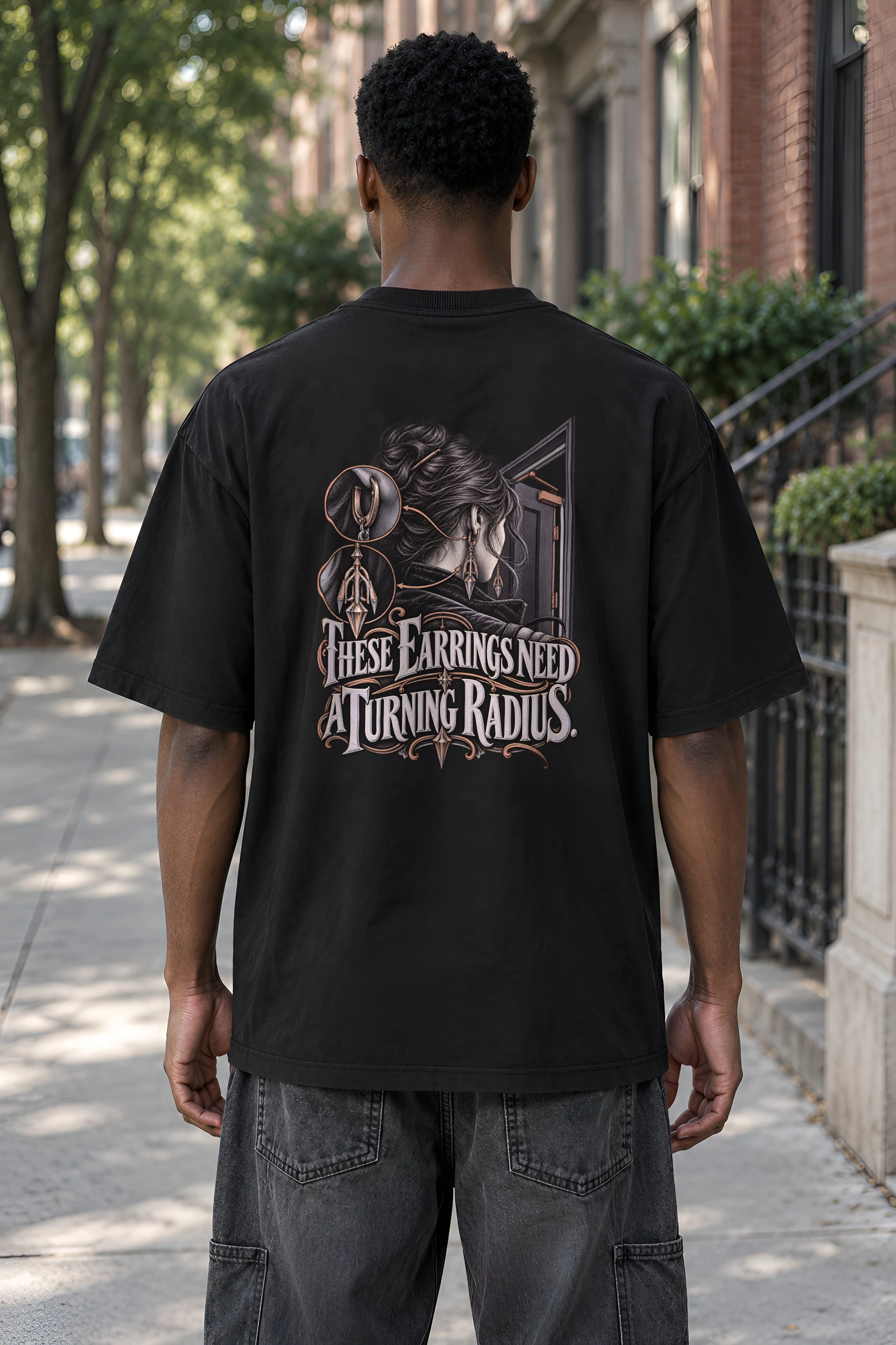 "These Earrings Need A Turning Radius" Men's Oversized Heavyweight Crewneck T-Shirt