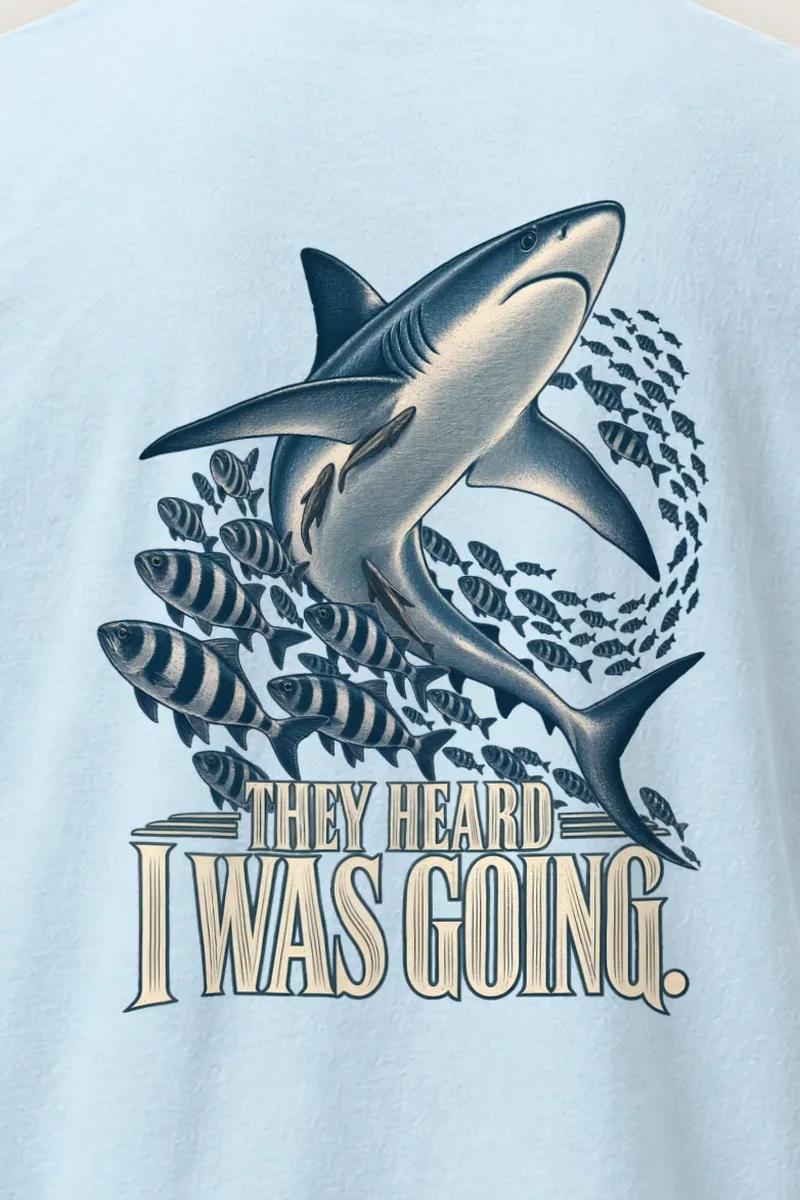 "They Heard I Was Going" Heavyweight Unisex Crewneck T-shirt - the graphic up close