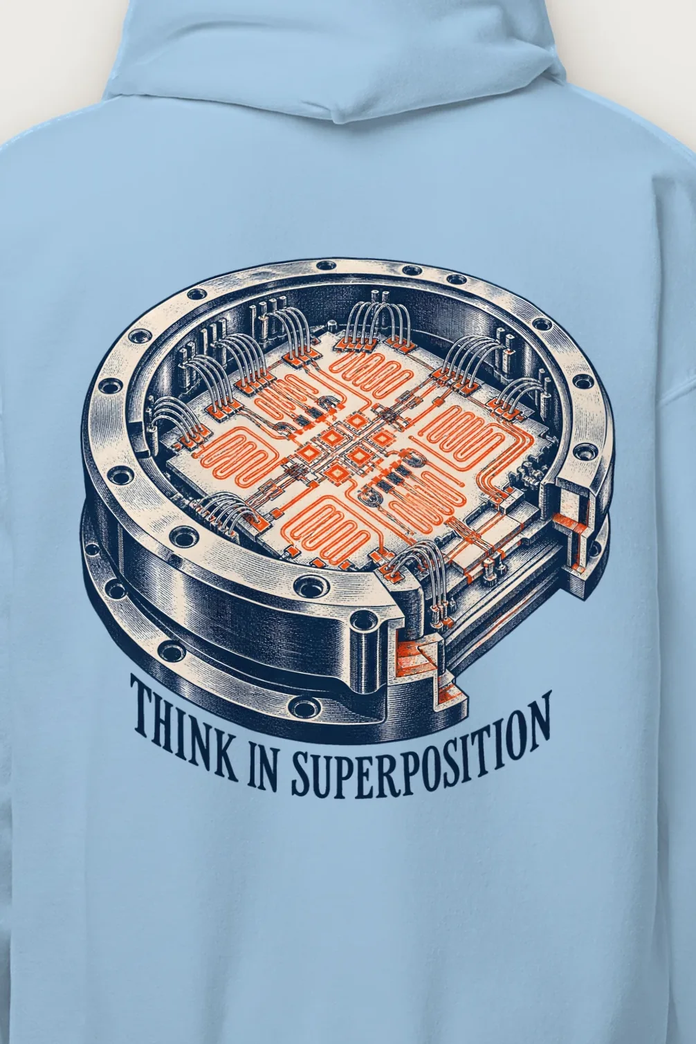 "Think in Superposition" Heavy Blend Unisex Pullover Hoodie - the graphic up close