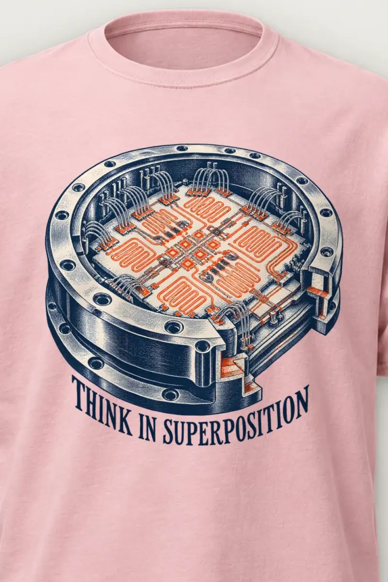 "Think in Superposition" Heavyweight Unisex Crewneck T-shirt - the graphic up close