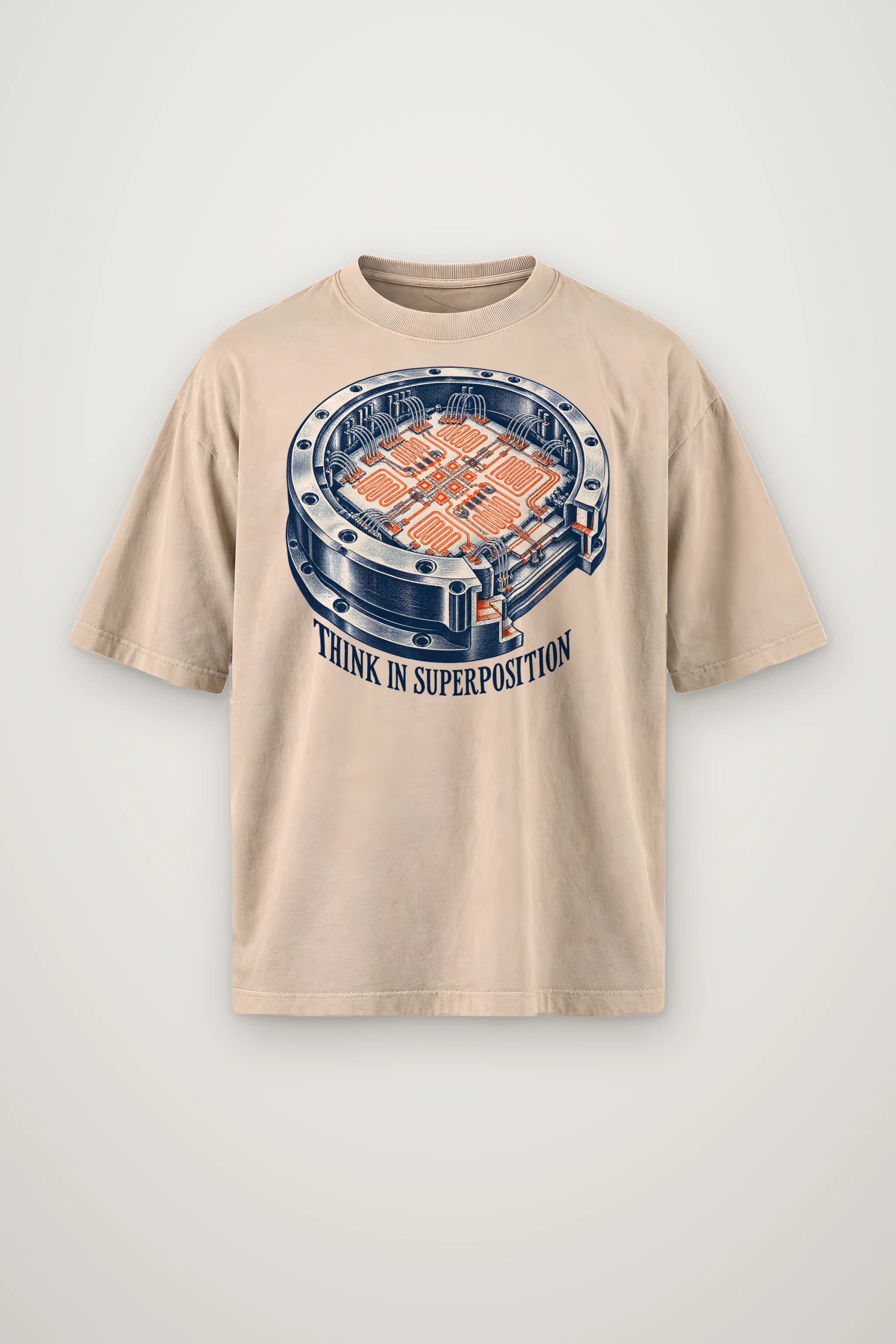 "Think in Superposition" Men's Oversized Heavyweight Crewneck T-Shirt