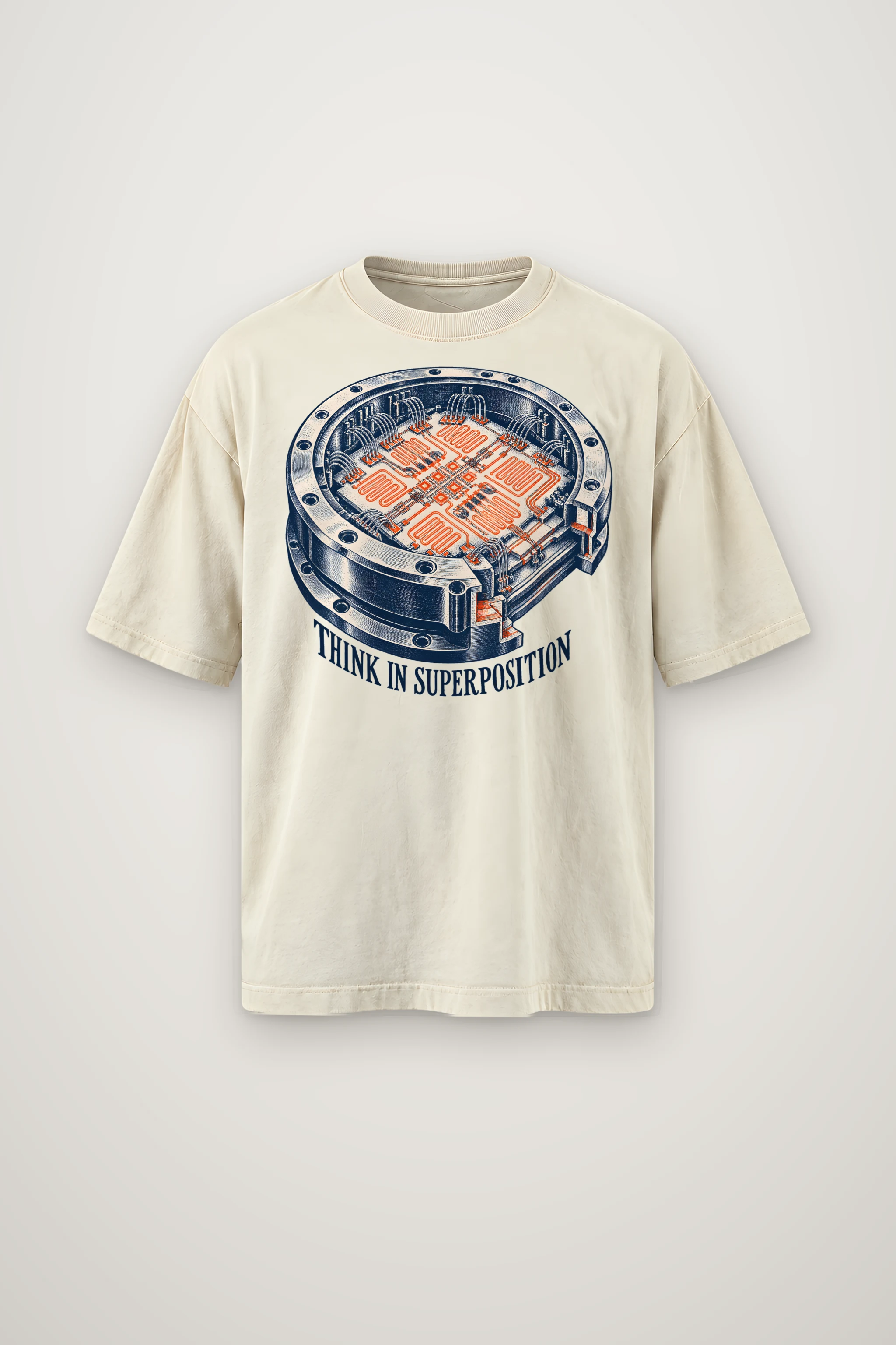 "Think in Superposition" Men's Oversized Heavyweight Crewneck T-Shirt