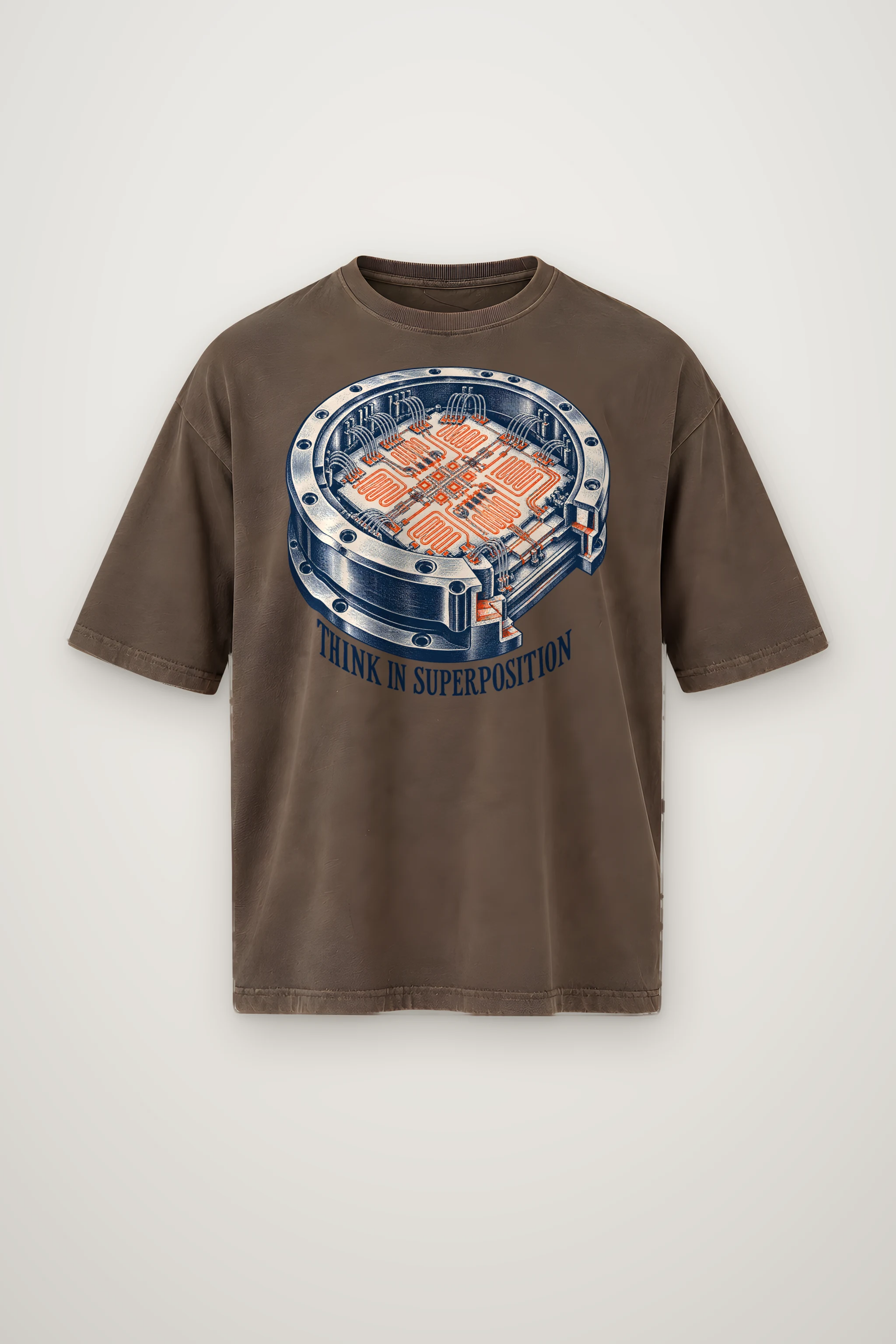 "Think in Superposition" Men's Oversized Heavyweight Crewneck T-Shirt