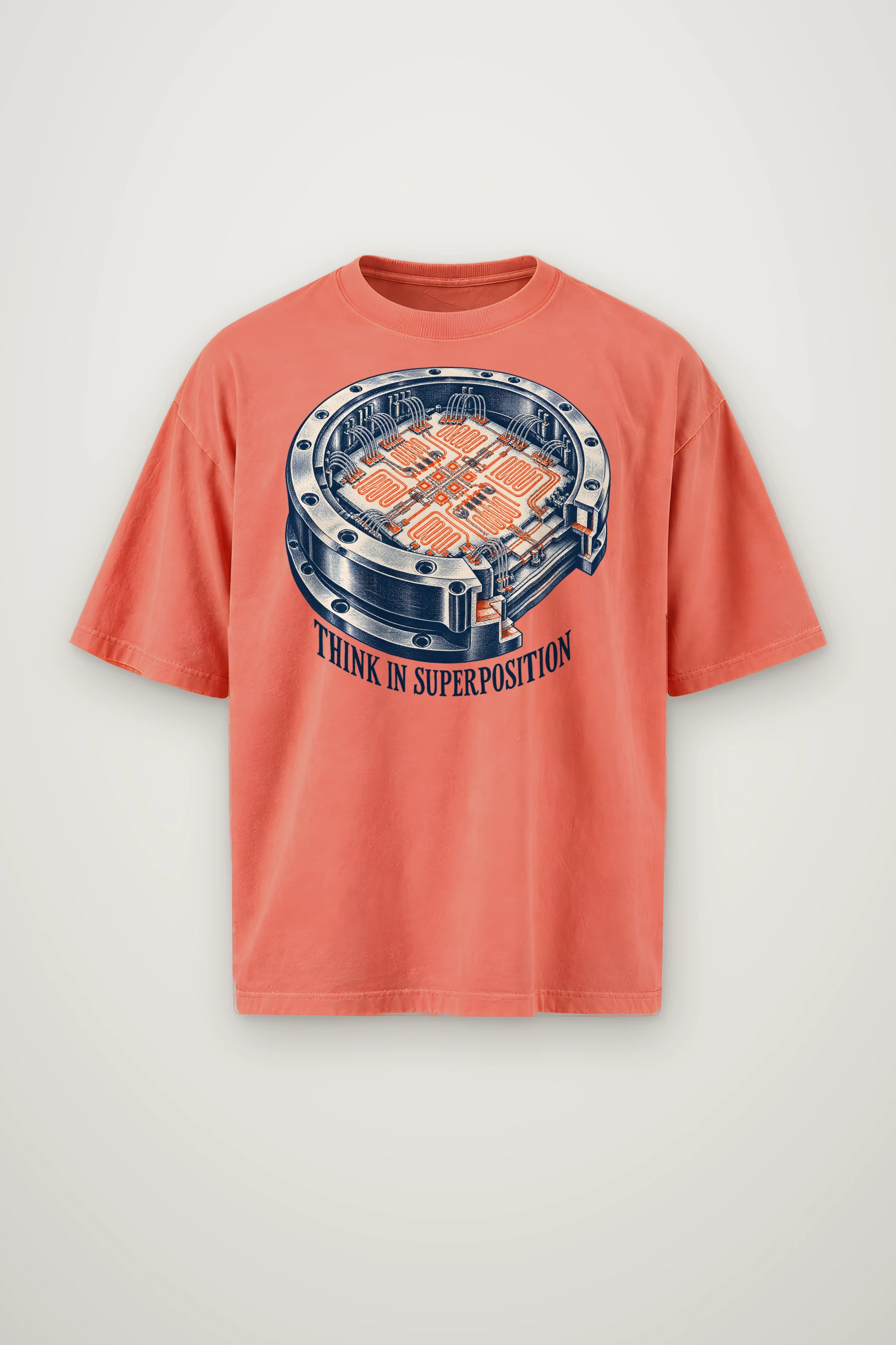 "Think in Superposition" Men's Oversized Heavyweight Crewneck T-Shirt