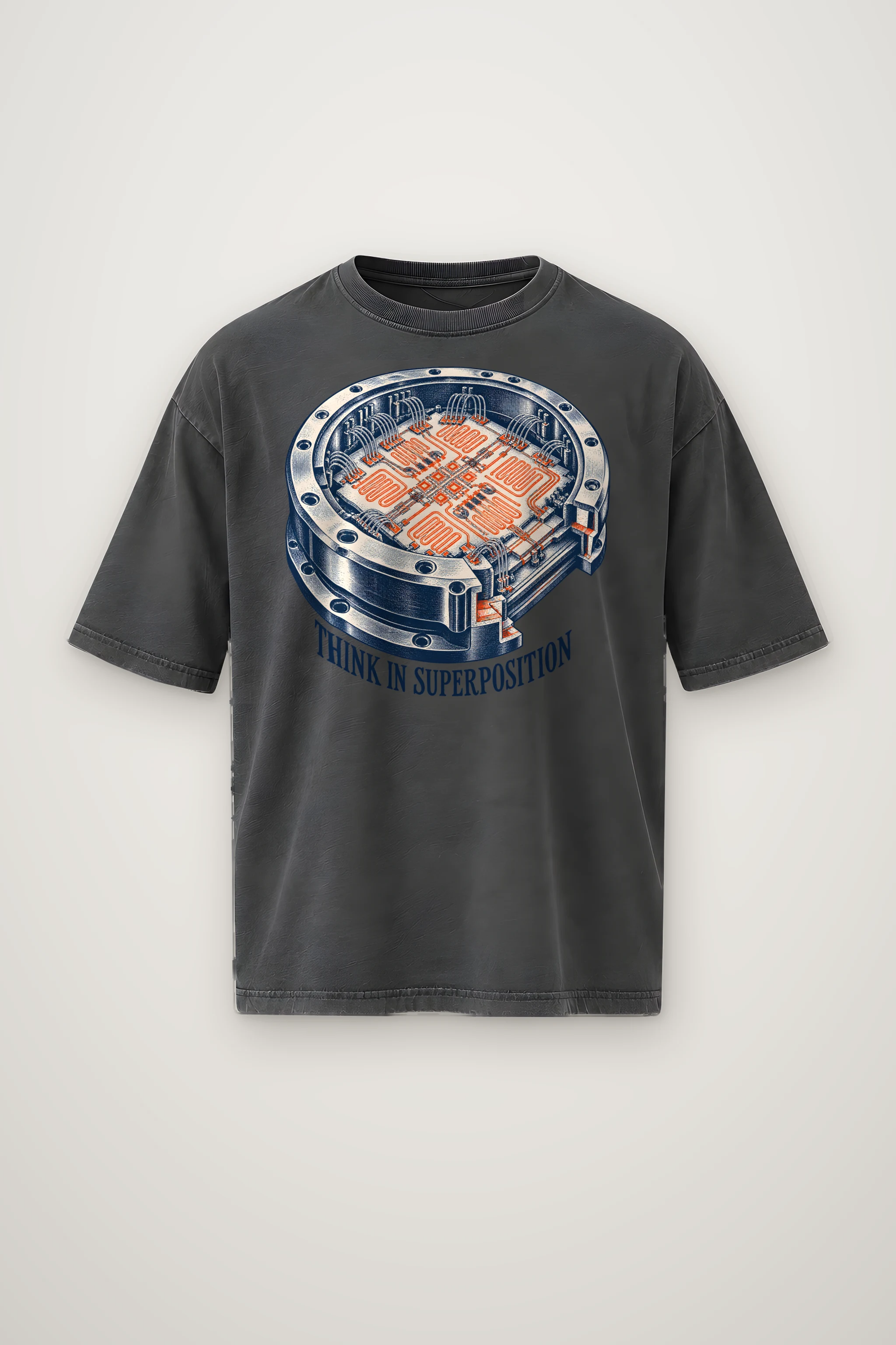 "Think in Superposition" Men's Oversized Heavyweight Crewneck T-Shirt