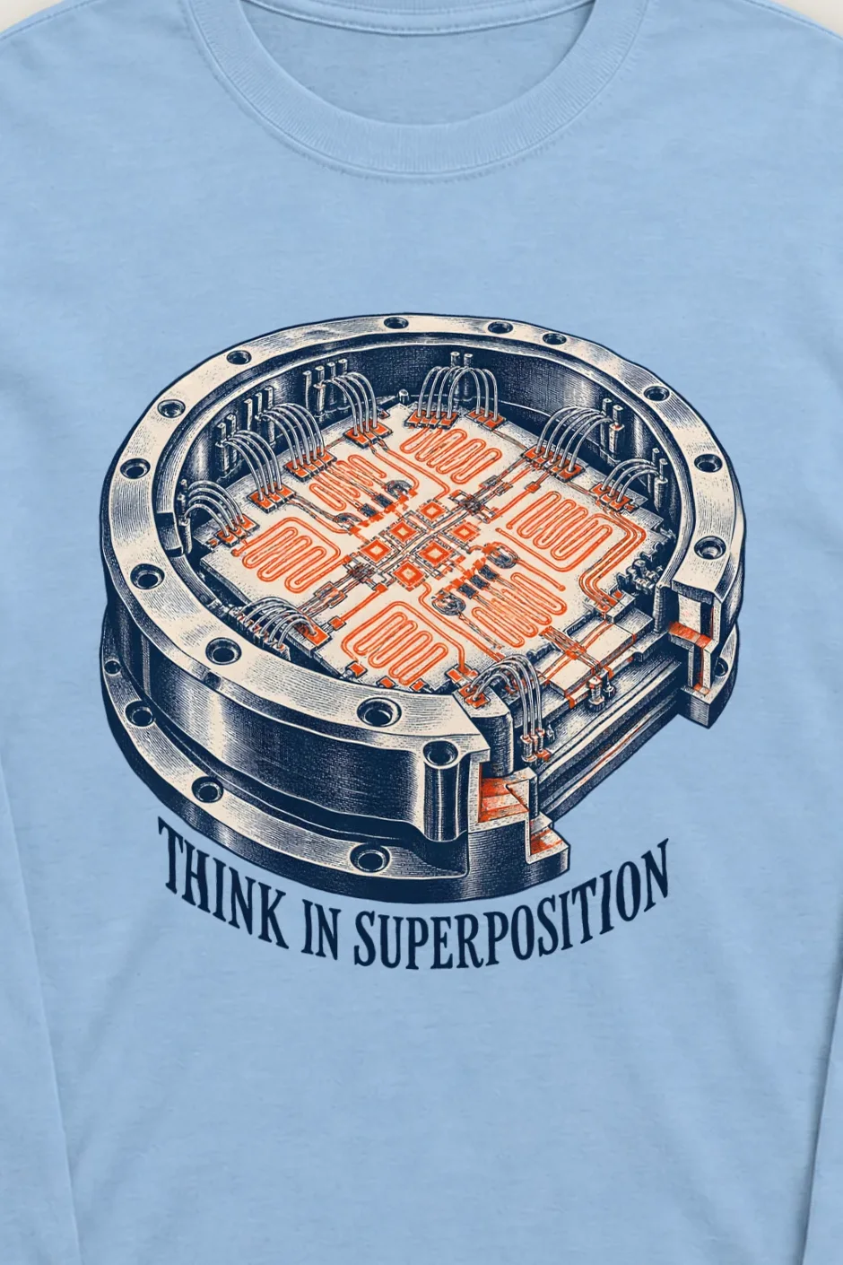 "Think in Superposition" Unisex Longsleeve T-shirt - the graphic up close