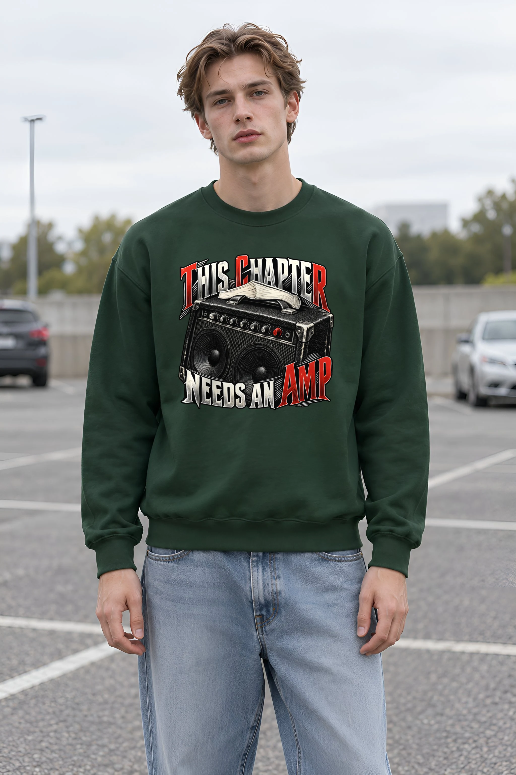 "This Chapter Needs an Amp" Heavy Blend Unisex Crewneck Sweatshirt