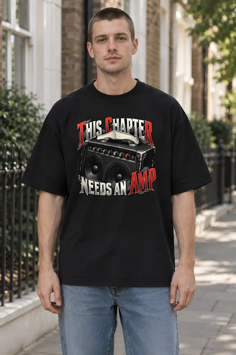 "This Chapter Needs an Amp" Unisex Oversized Heavyweight Crewneck T-Shirt