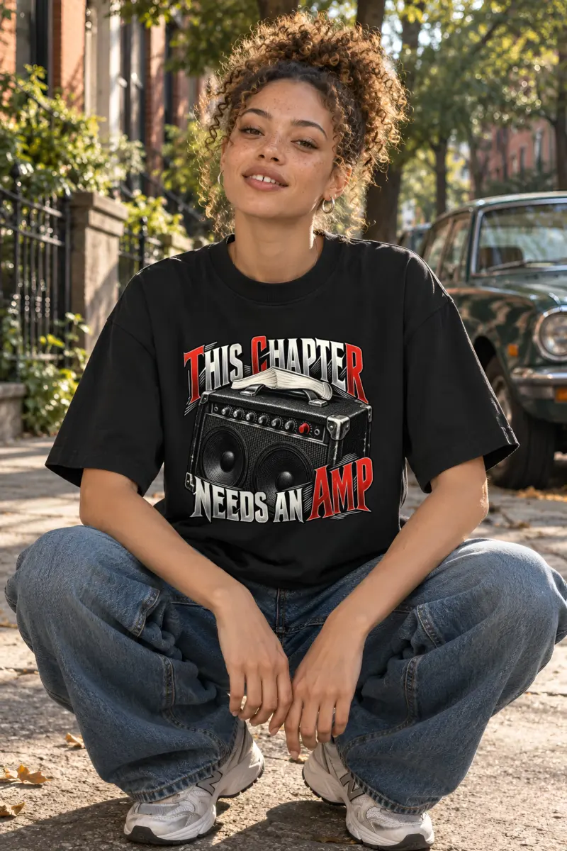 "This Chapter Needs an Amp" Unisex Oversized Heavyweight Crewneck T-Shirt