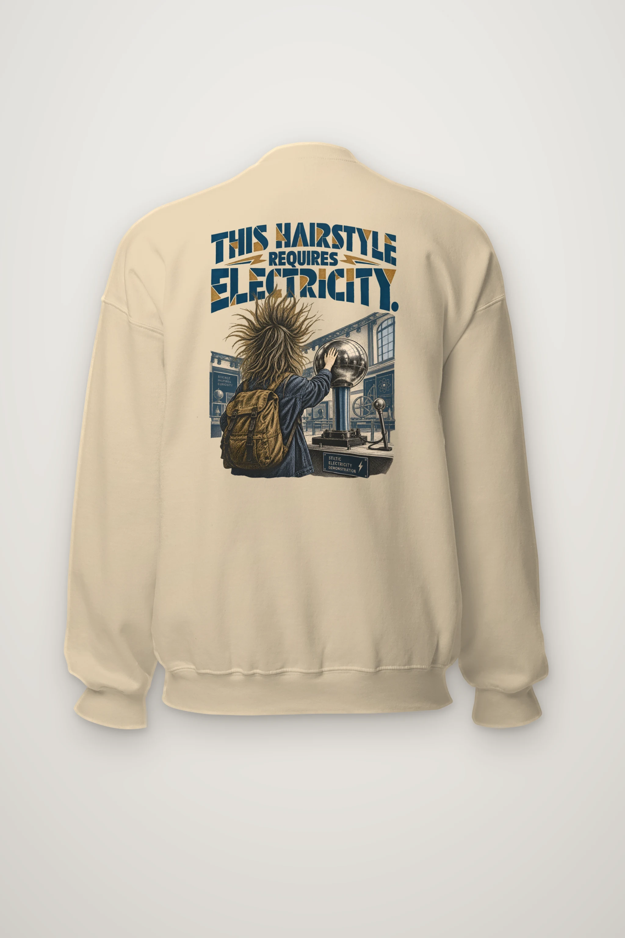 "This Hairstyle Requires Electricity" Heavy Blend Unisex Crewneck Sweatshirt