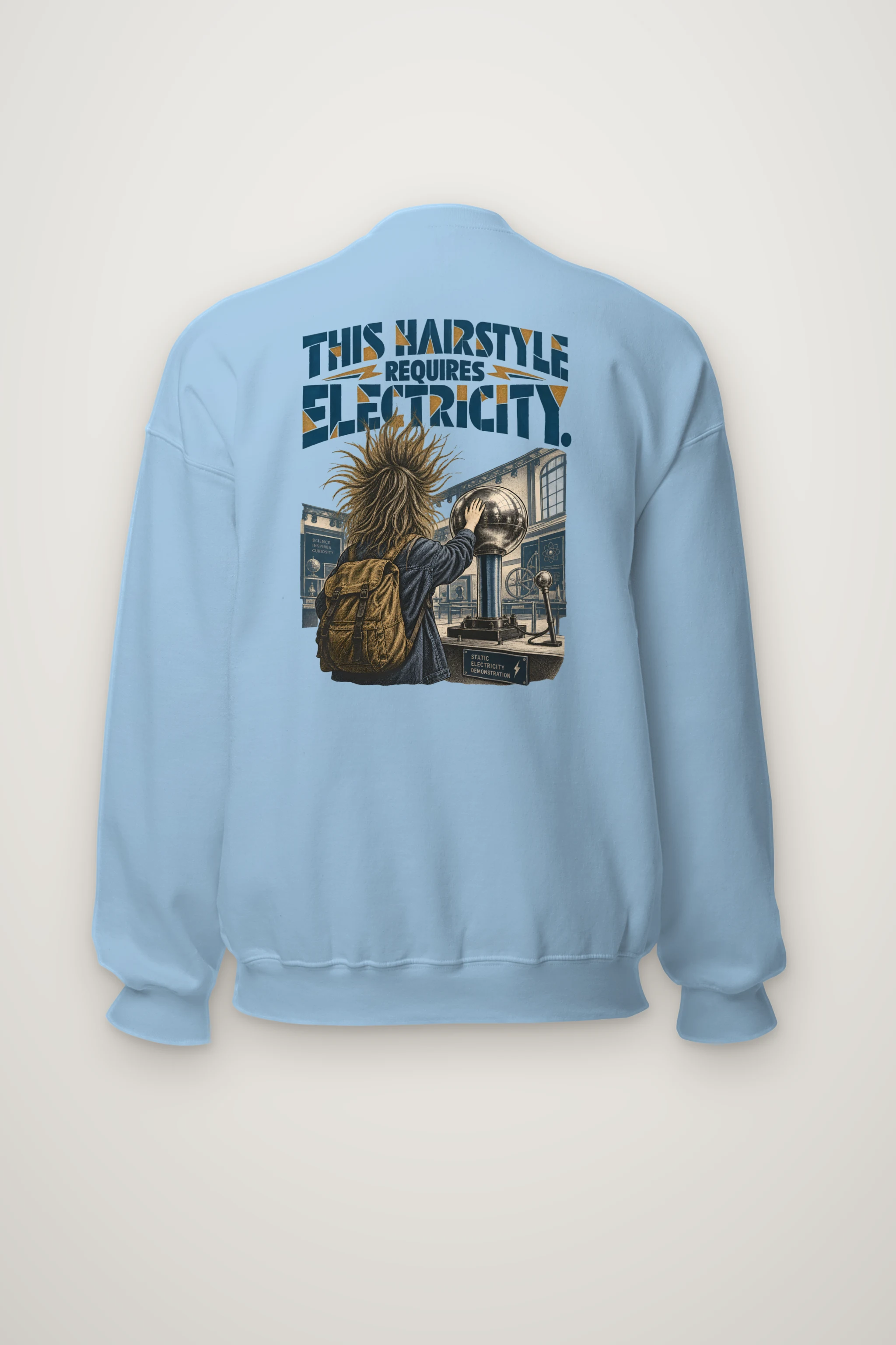 "This Hairstyle Requires Electricity" Heavy Blend Unisex Crewneck Sweatshirt