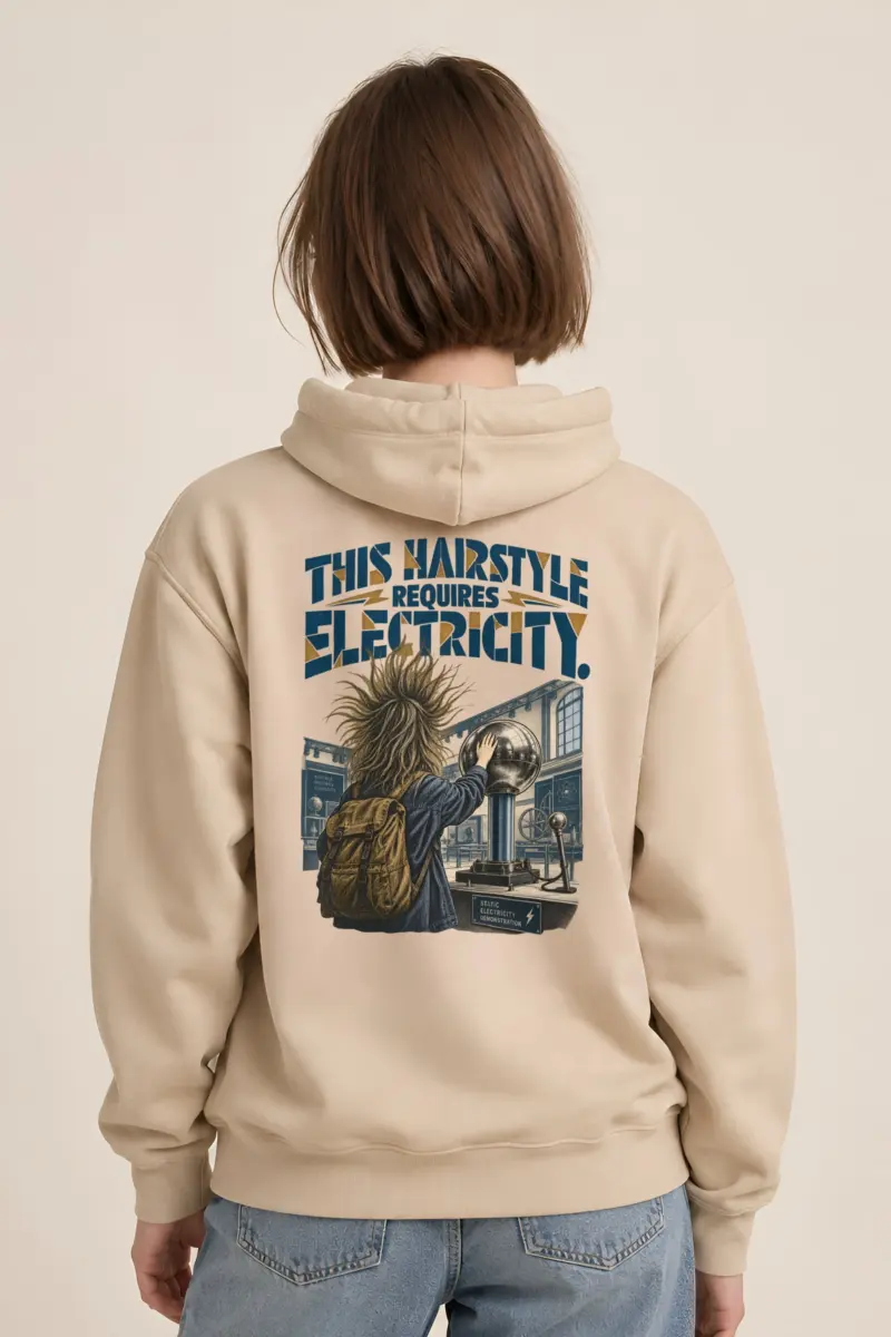"This Hairstyle Requires Electricity" Heavy Blend Unisex Pullover Hoodie