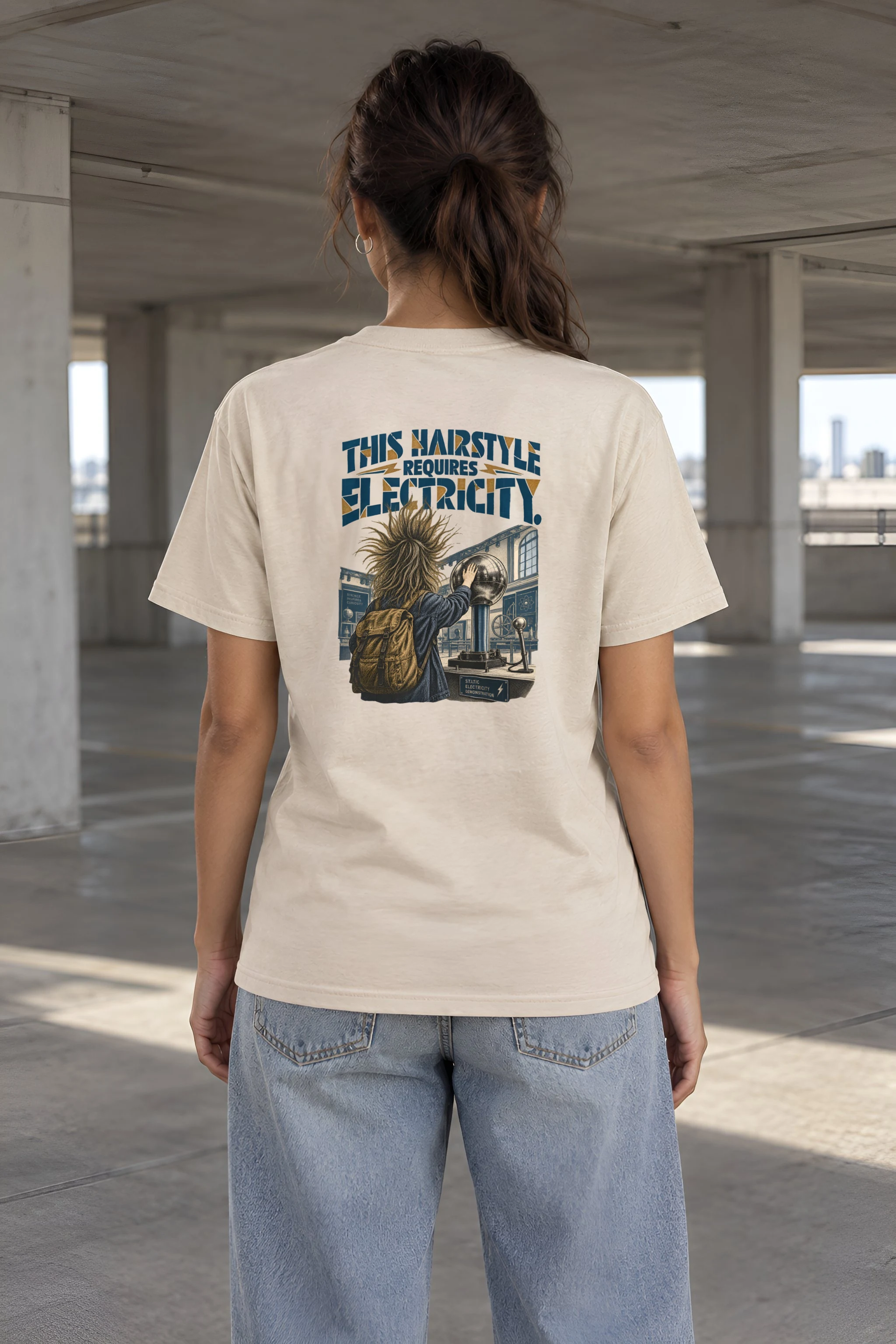 "This Hairstyle Requires Electricity" Heavyweight Unisex Crewneck T-shirt