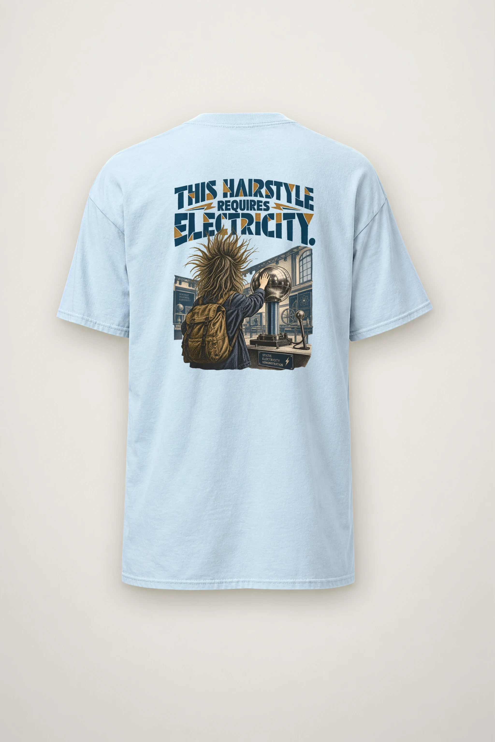 "This Hairstyle Requires Electricity" Heavyweight Unisex Crewneck T-shirt