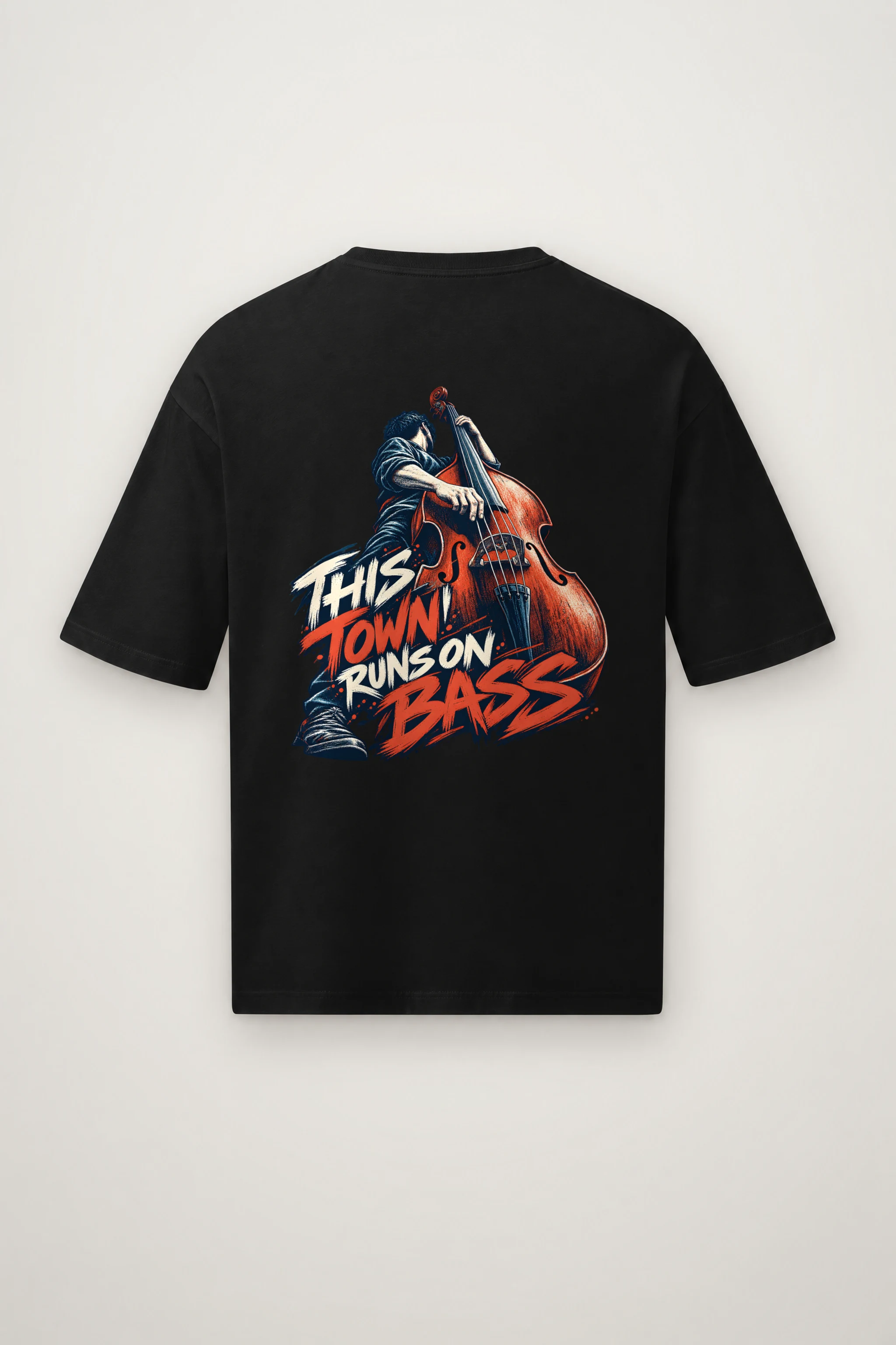 "This Town Runs on Bass" Men's Oversized Heavyweight Crewneck T-Shirt