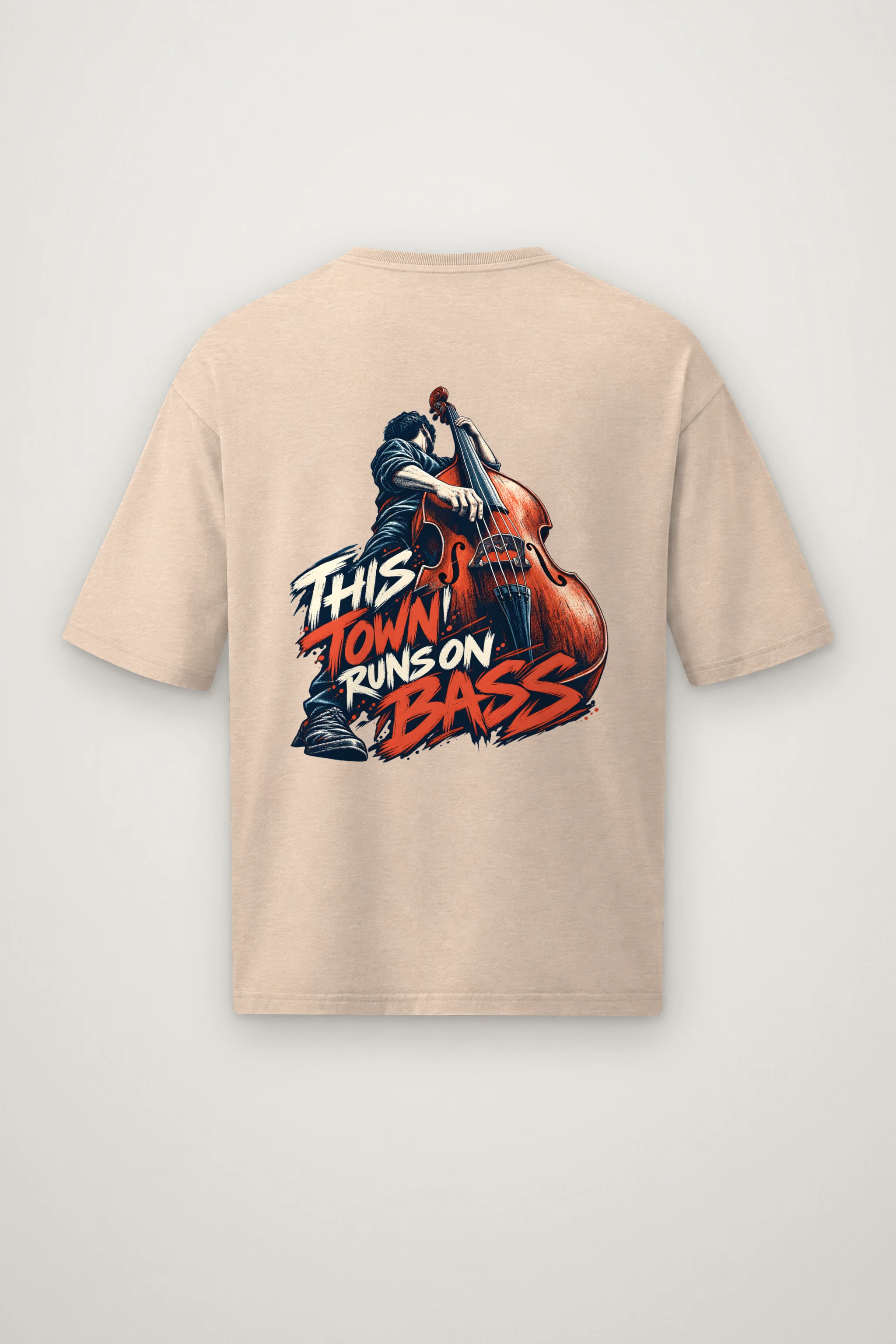 "This Town Runs on Bass" Men's Oversized Heavyweight Crewneck T-Shirt