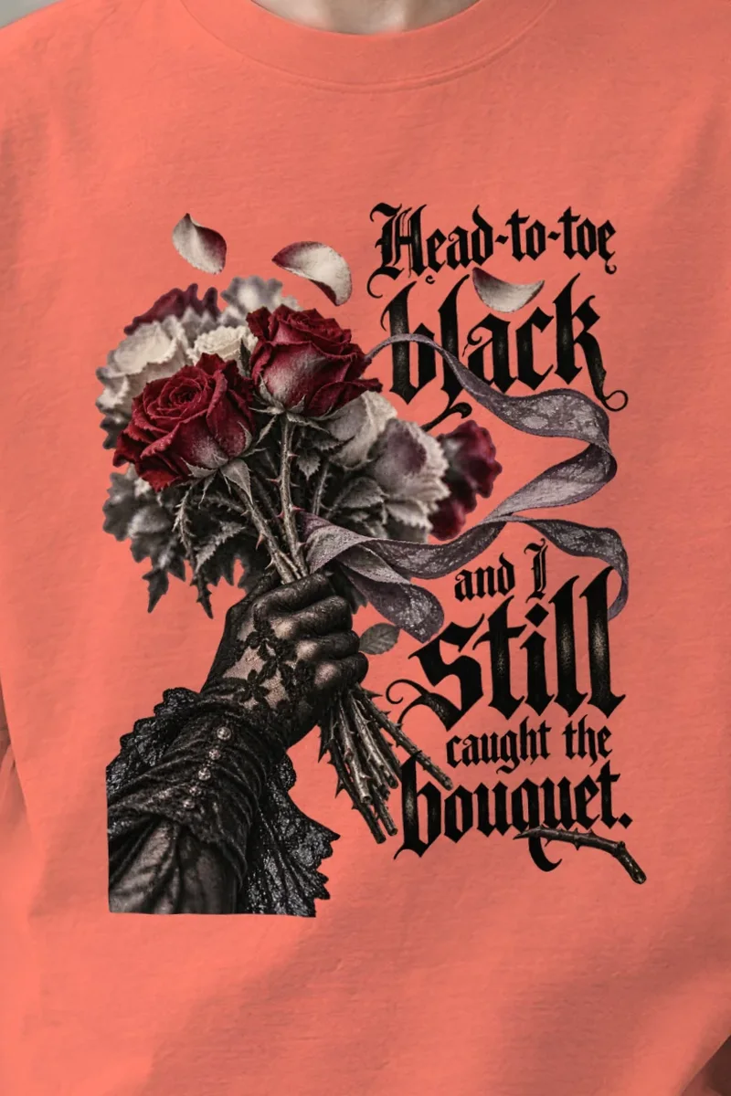 "Thorny Rose Bouquet" Unisex Oversized Heavyweight Crewneck T-Shirt - the graphic up close