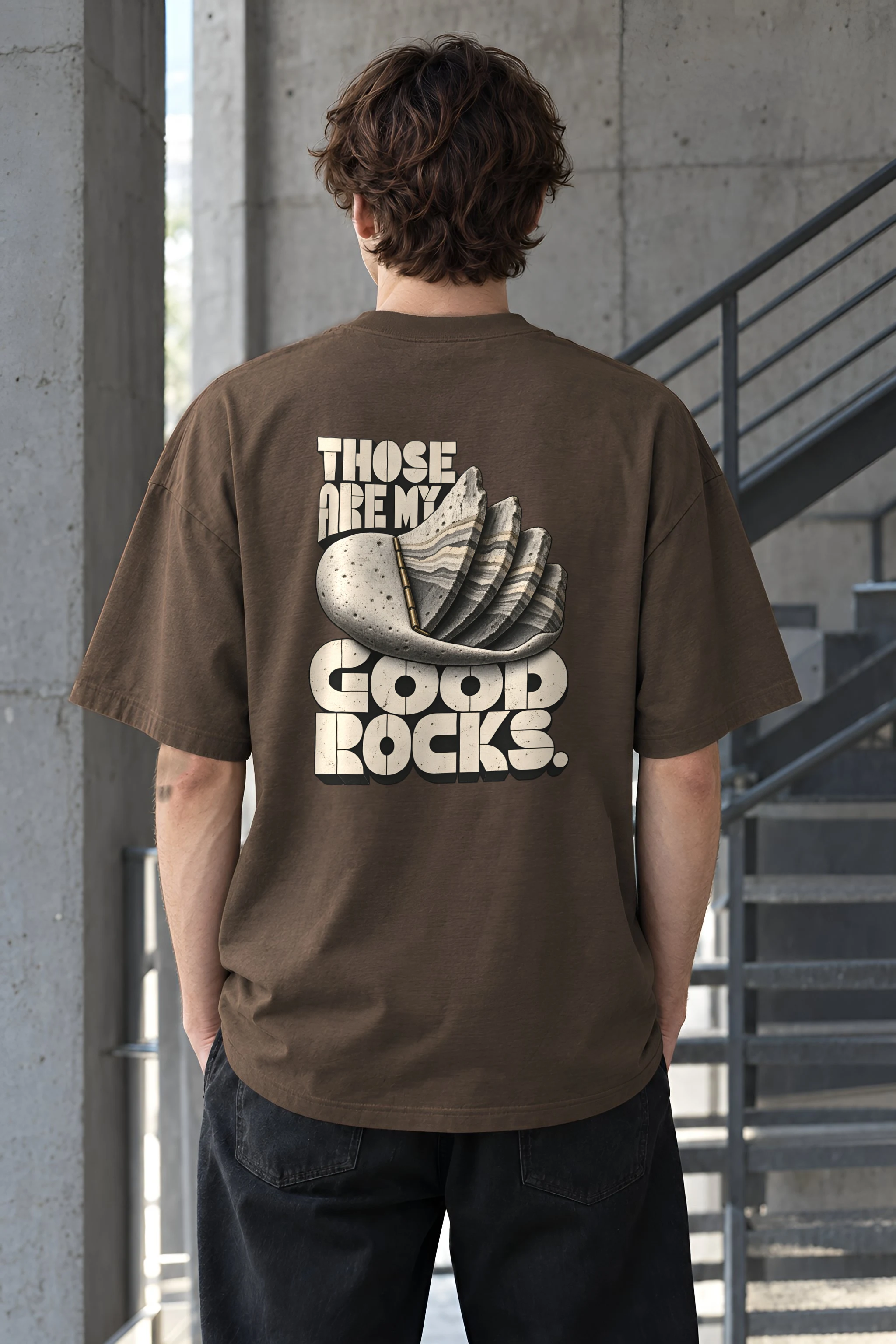 "Those Are My Good Rocks" Men's Oversized Heavyweight Crewneck T-Shirt