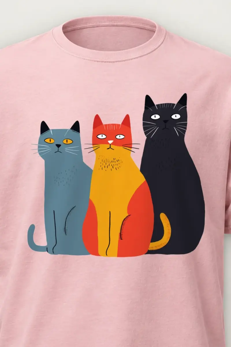 "Three Cat Lineup" Heavyweight Unisex Crewneck T-shirt