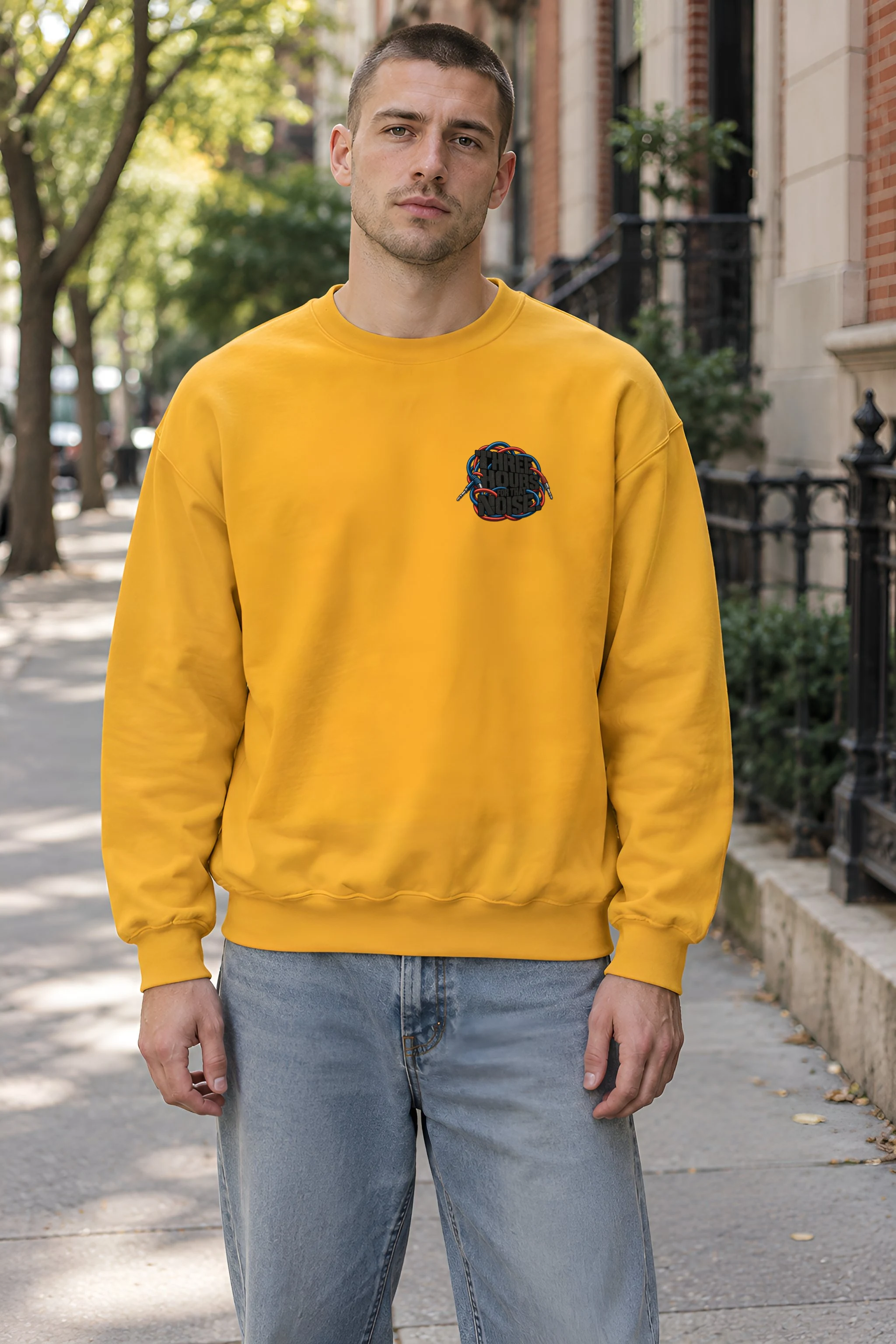 "Three Hours for That Noise" Heavy Blend Unisex Crewneck Sweatshirt