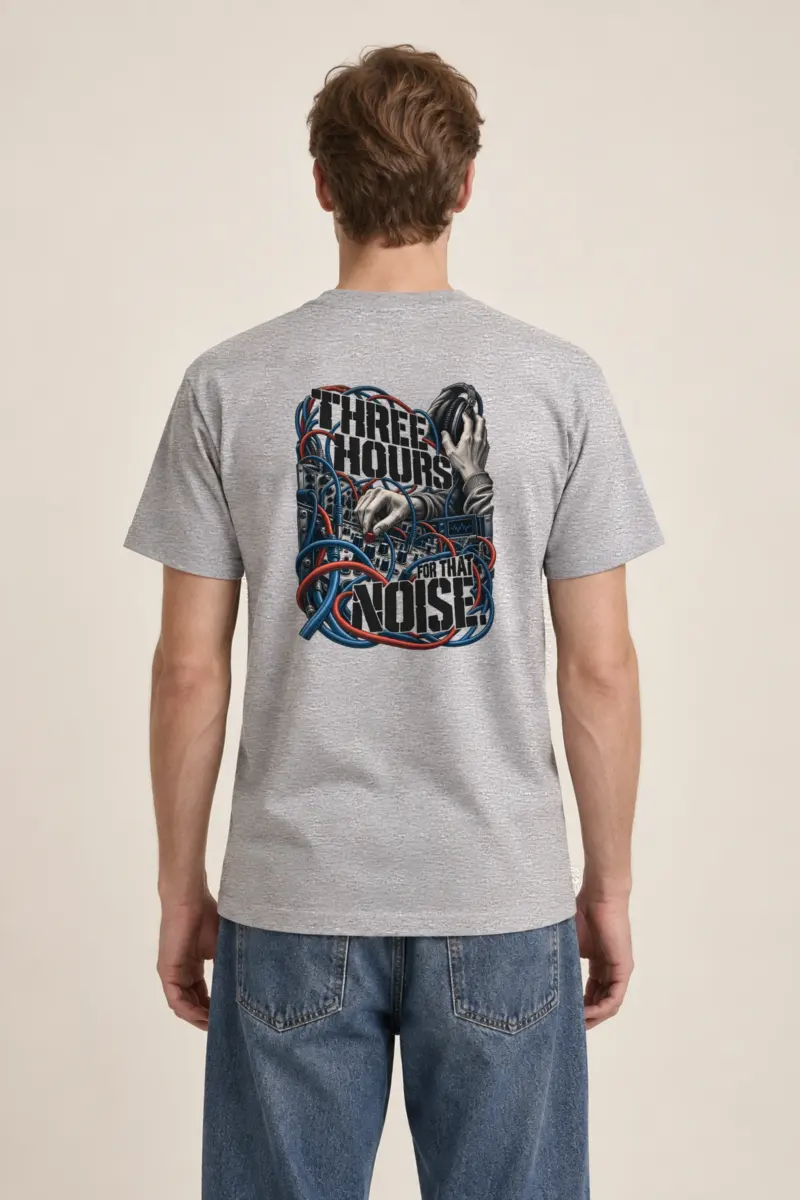 "Three Hours for That Noise" Heavyweight Unisex Crewneck T-shirt